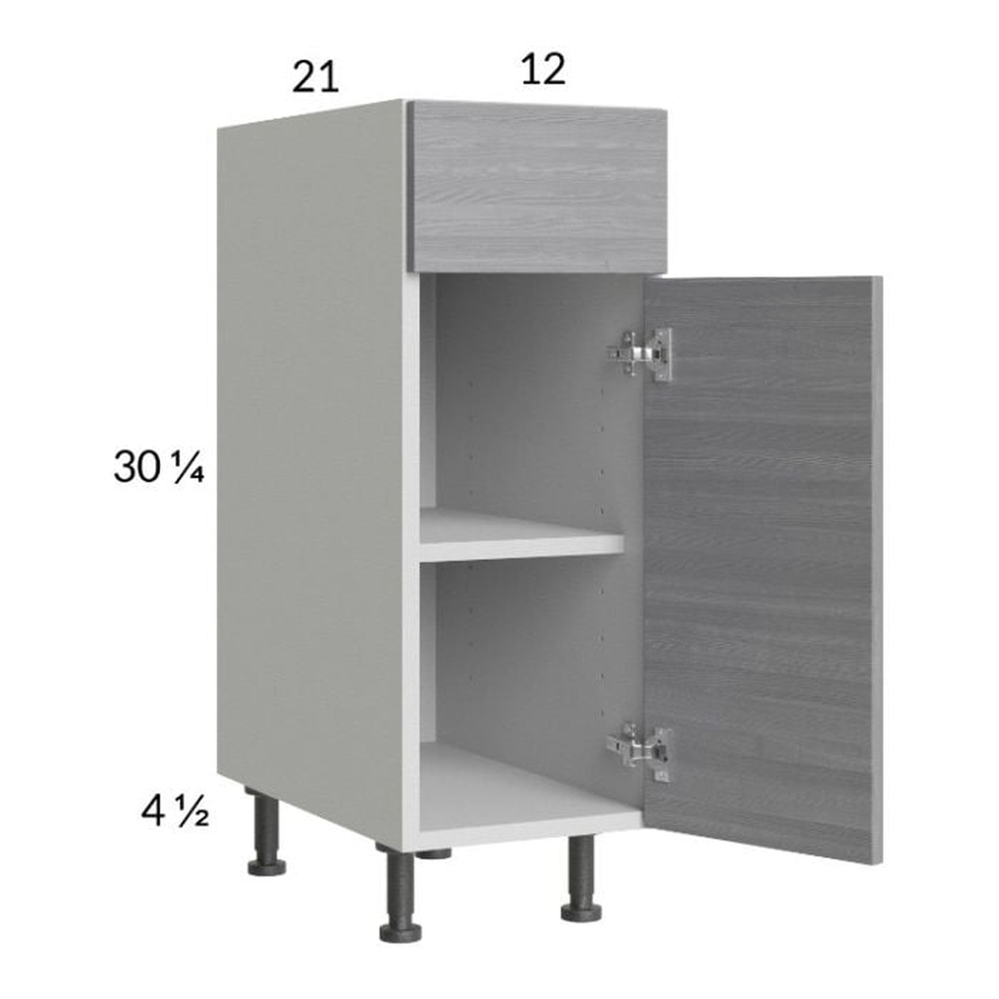 RTA Euro Grey 12" Vanity Base Cabinet with 2 Finished End Panels – US