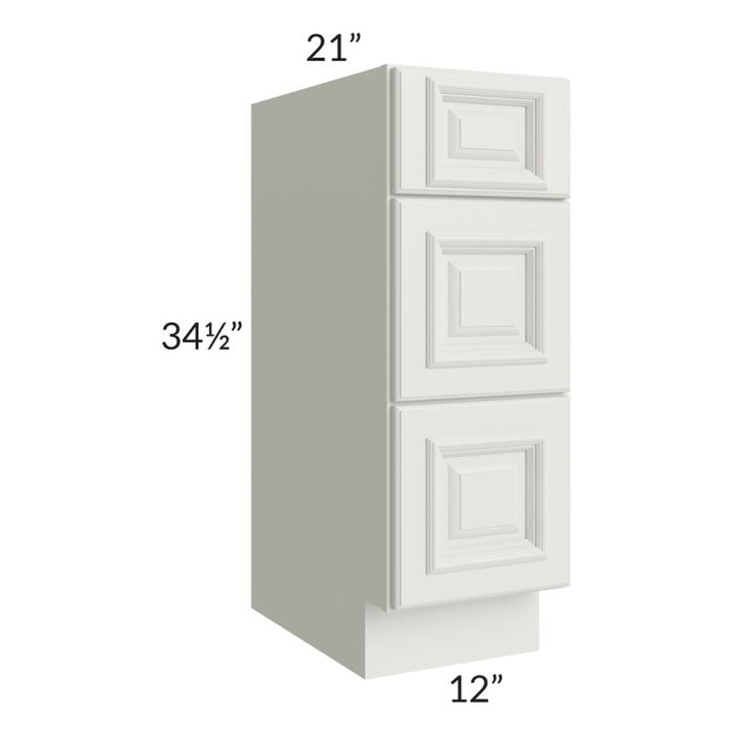 RTA Wellfleet Linen 12" 3-Drawer Vanity Base Cabinet
