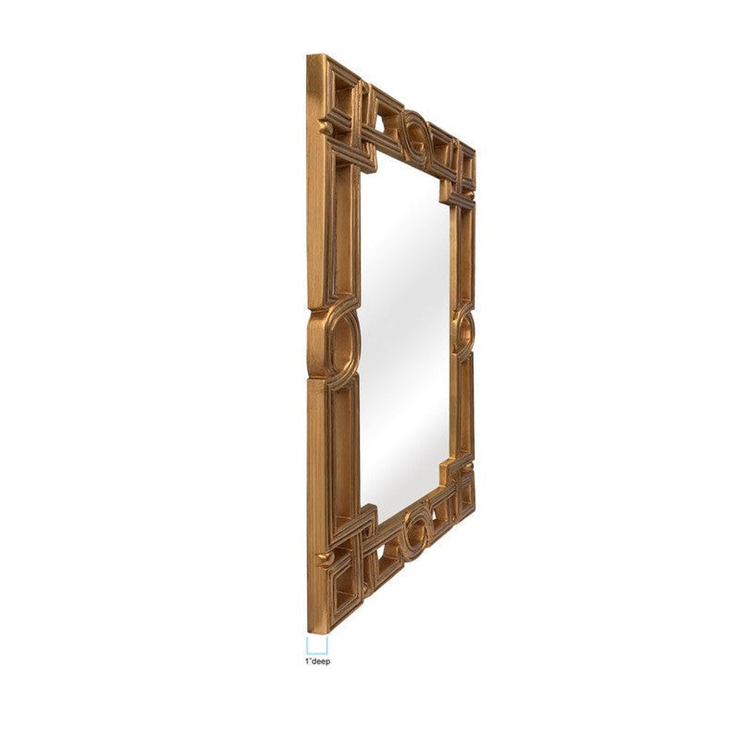 SBC Decor Artemis 28" x 43" Wall-Mounted Wood Frame Dresser Mirror In Antique Gold Finish