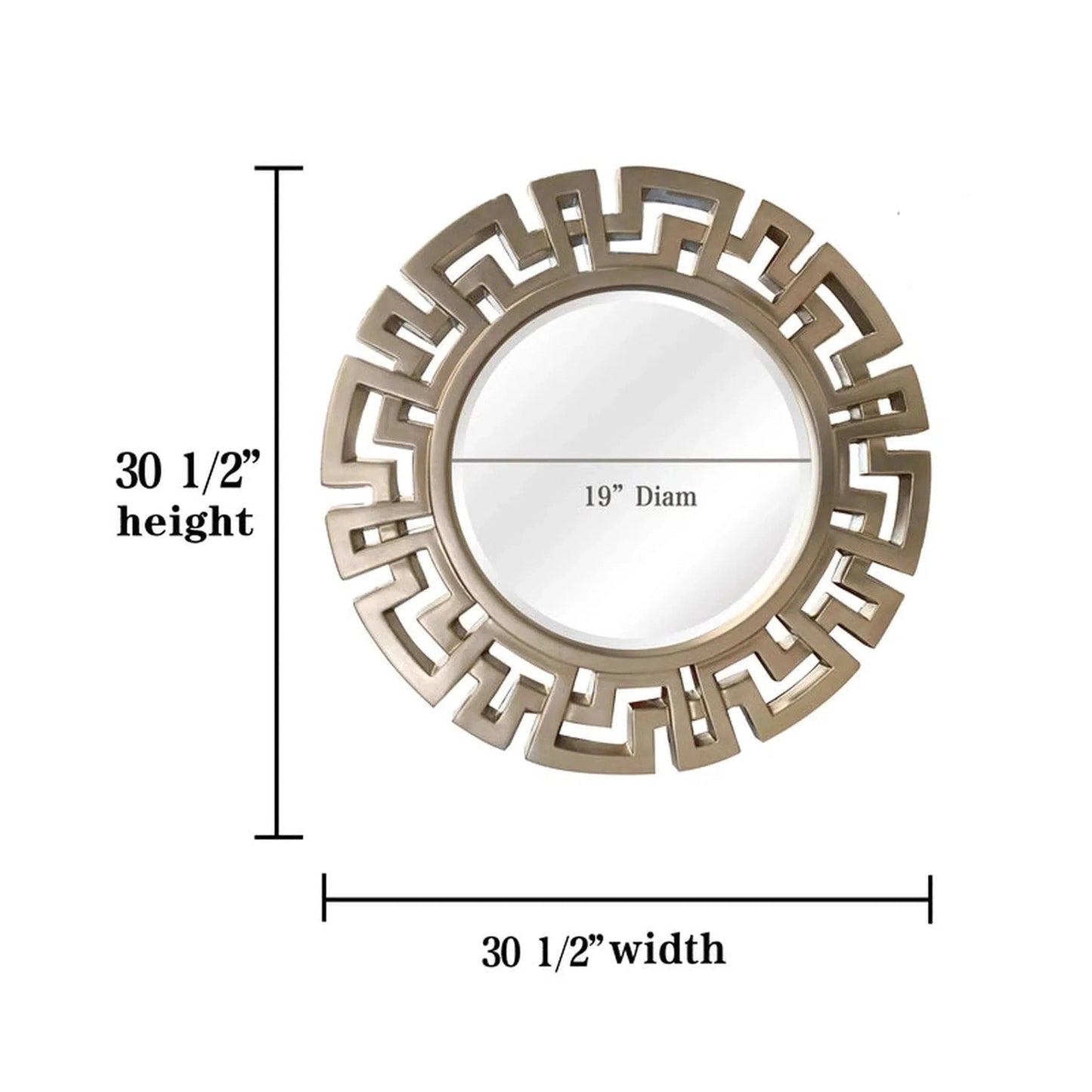 SBC Decor Athena 31" x 31" Wall-Mounted Glass Resin Accent Wall Mirror In Champagne Silver Finish