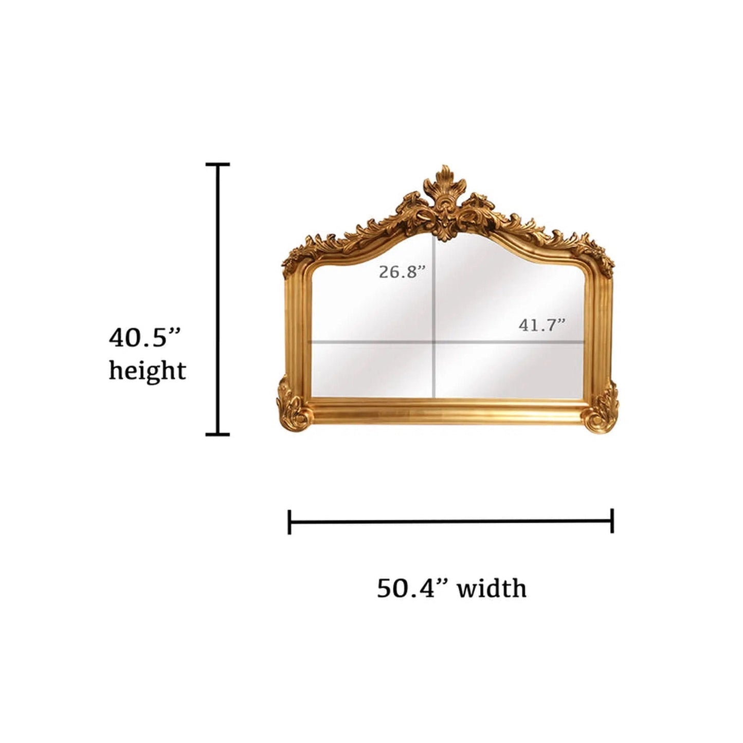 SBC Decor Blenheim 41" x 51" Wall-Mounted Wood Frame Dresser Mirror In Antique Gold Finish