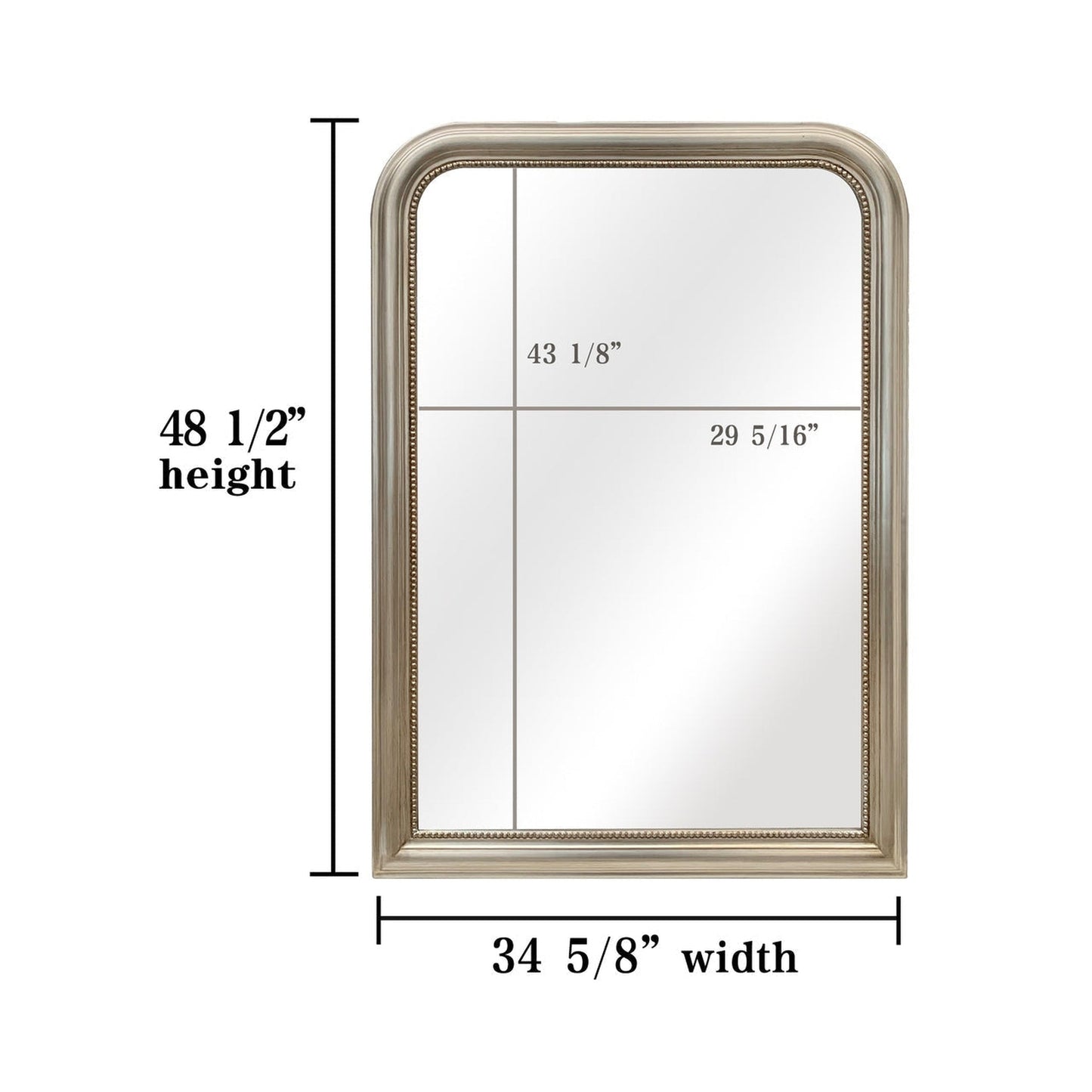SBC Decor Duparc 42" x 76" Wall-Mounted Arched Wood Frame Accent Mirror In Champagne Gold Finish