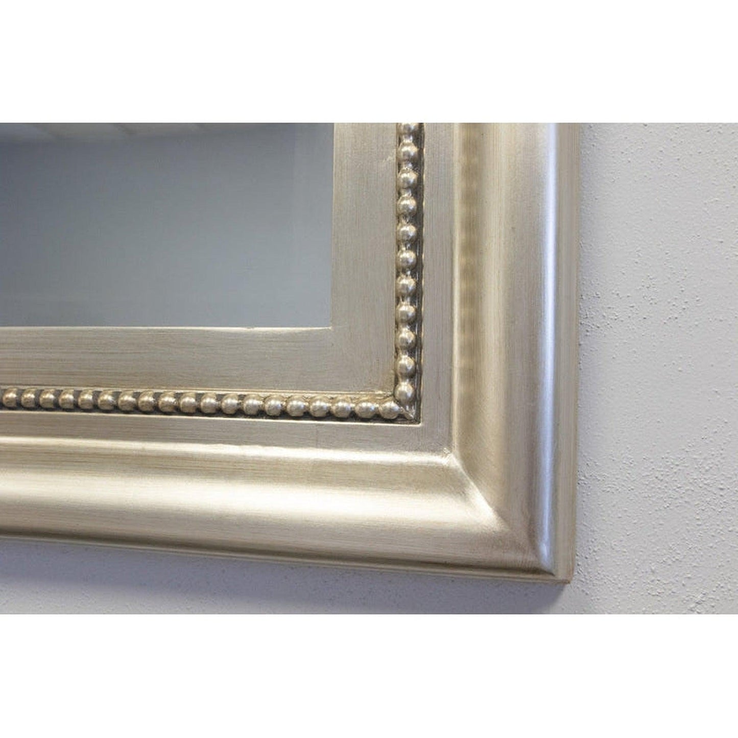 SBC Decor Giulietta 40" x 78" Wall-Mounted Wood Frame Dresser Mirror In Satin Silver Finish