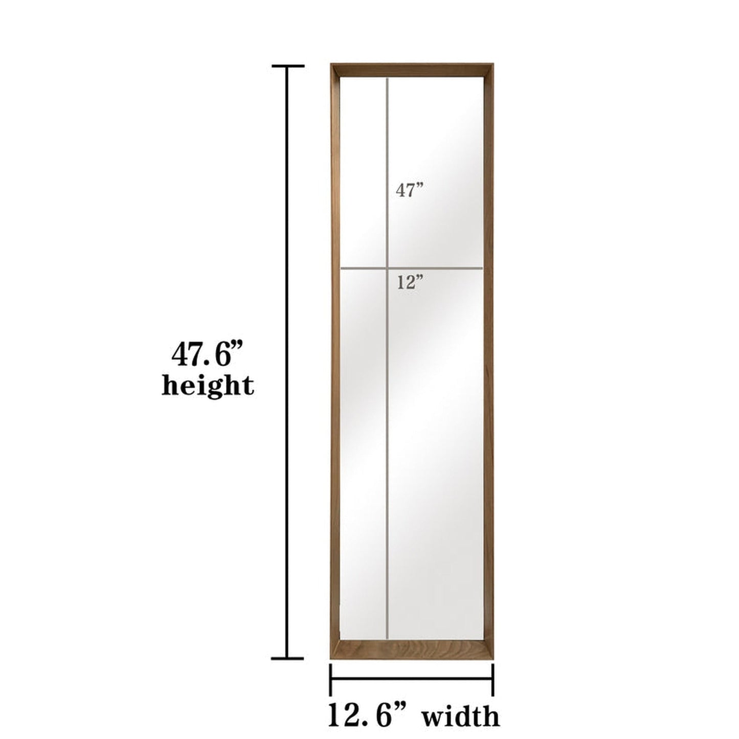 SBC Decor Mia Modern 13" x 48" Wall-Mounted Tray Frame Long Wall Mirror In Brushed Gold Finish
