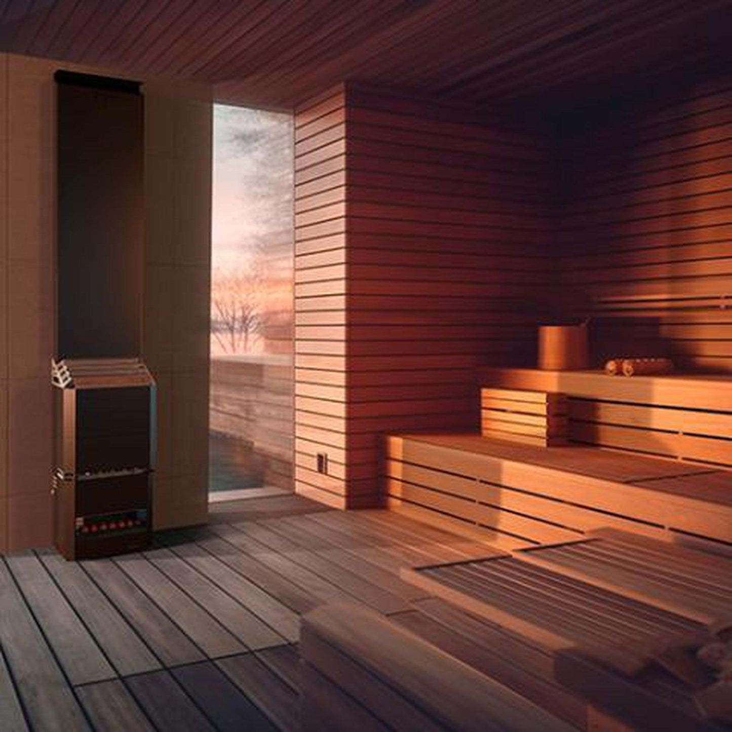 Saunum Air 10 Nordic Black WiFi Sauna Heater Package