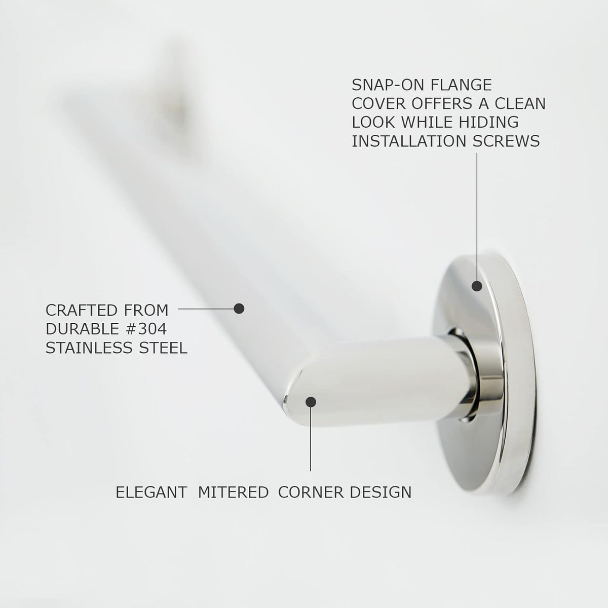 Seachrome Coronado 36" Satin Satinless Steel 1.5" Concealed Flanges Oval Grab Bar With Mitered Corners
