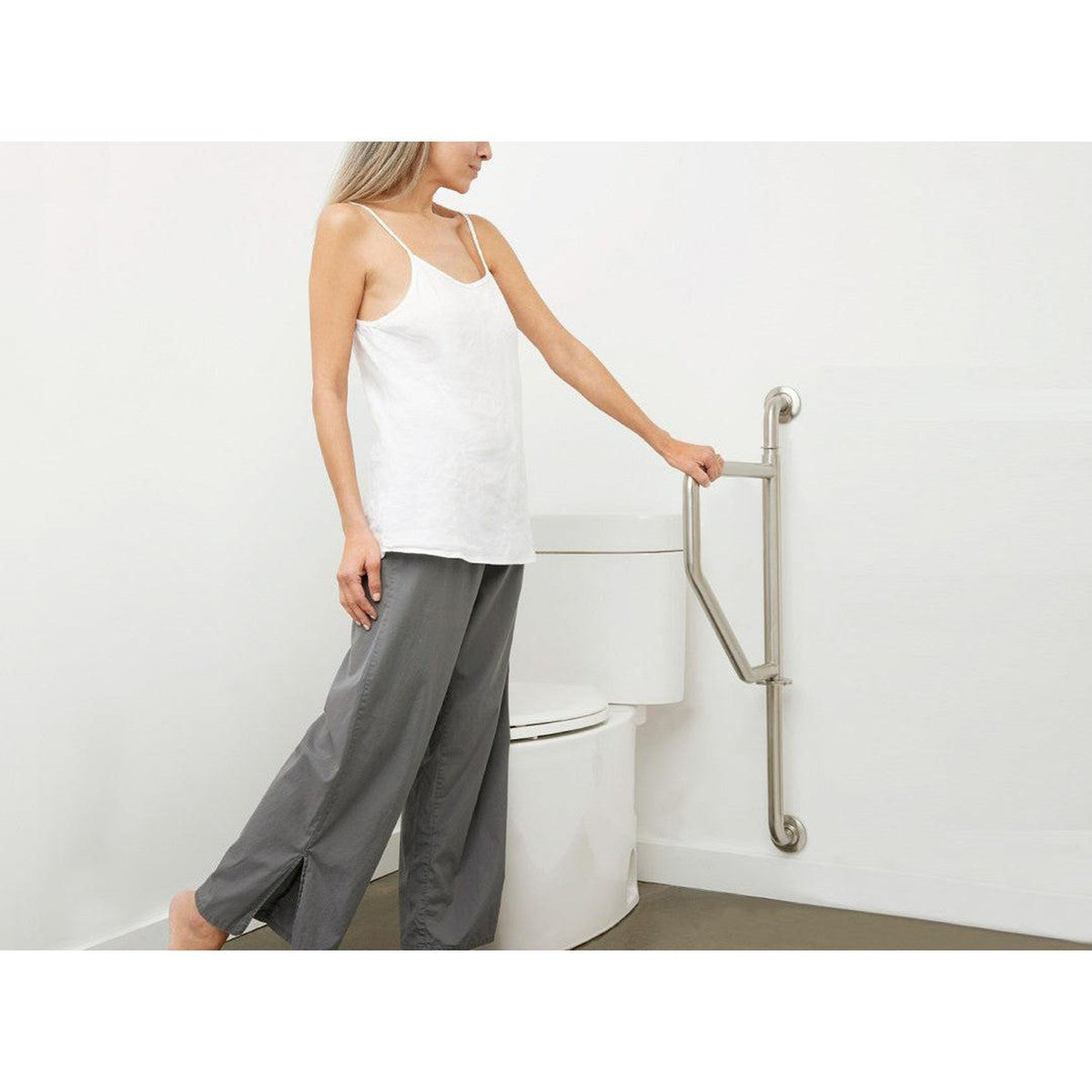 Seachrome Lifestyle & Wellness Series 36" Polished Stainless Steel Wall-To-Wall Swing Away Grab Bar