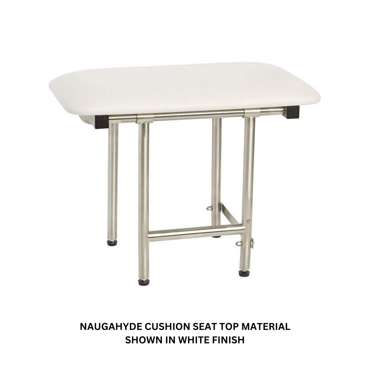 Seachrome Signature Series 28" W x 15" D Naugahyde Almond Cushion Seat Top Bench Shower Seat With Swing-Down Legs