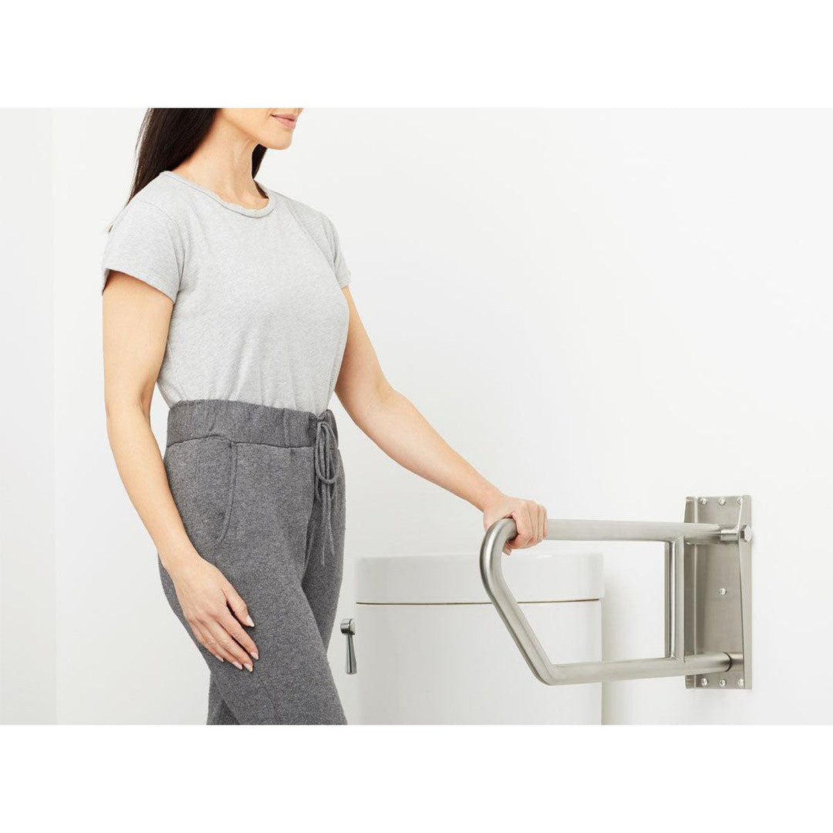 Seachrome Signature Series 30" x 10" Satin Stainless Steel Exposed Flange Swing-Up Grab Bar