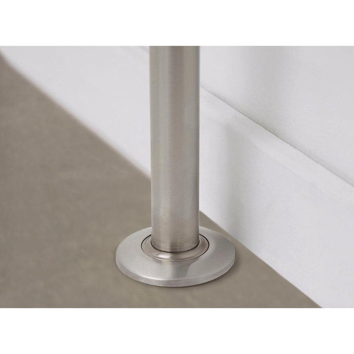 Seachrome Signature Series 33" H x 30" D Satin Stainless Steel 1.25" Bar Diameter Exposed Flange Right-Handed Configuration Wall-To-Floor Grab Bar With Side Leg