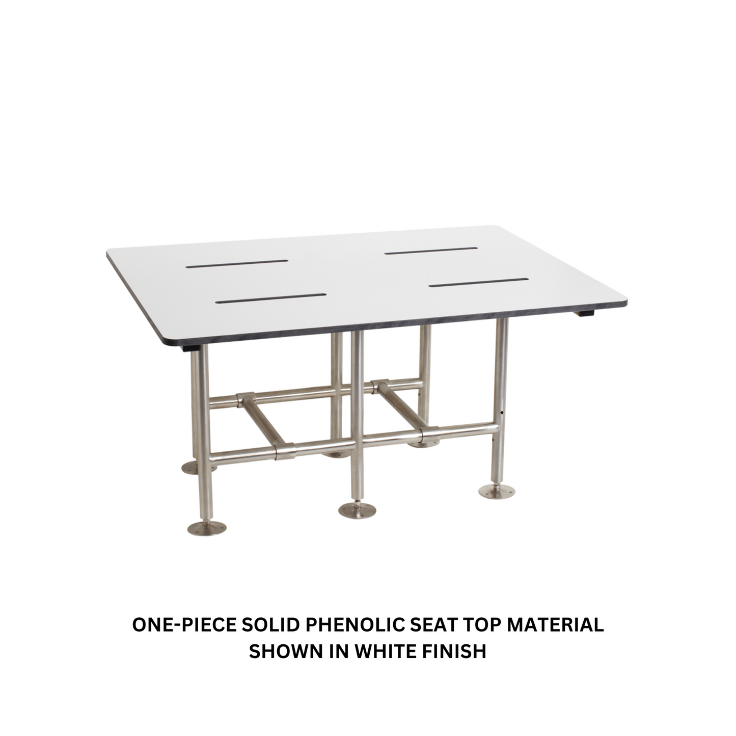 Seachrome Signature Series Bariatric 36" Teak One-Piece Solid Phenolic Bench Seat With Swing Down Legs