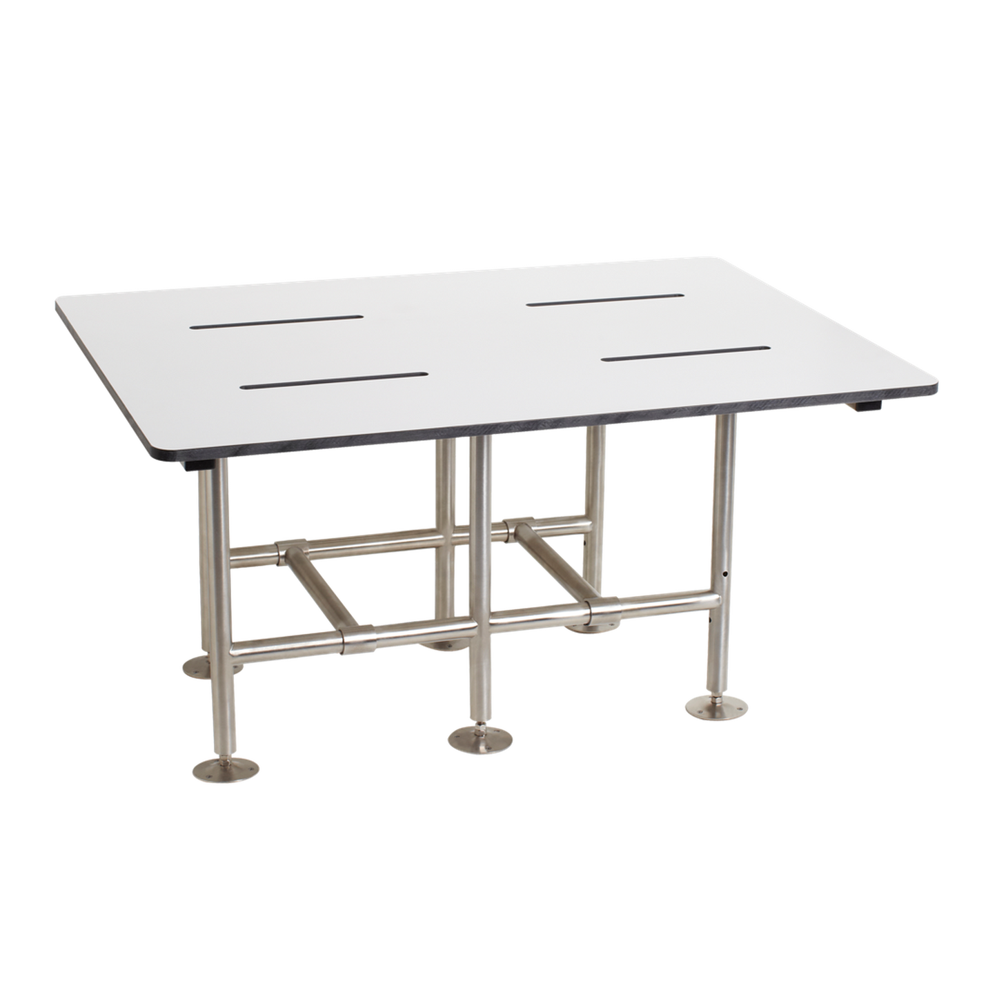 Seachrome Signature Series Bariatric 36" White One-Piece Solid Phenolic Bench Seat With Swing Down Legs