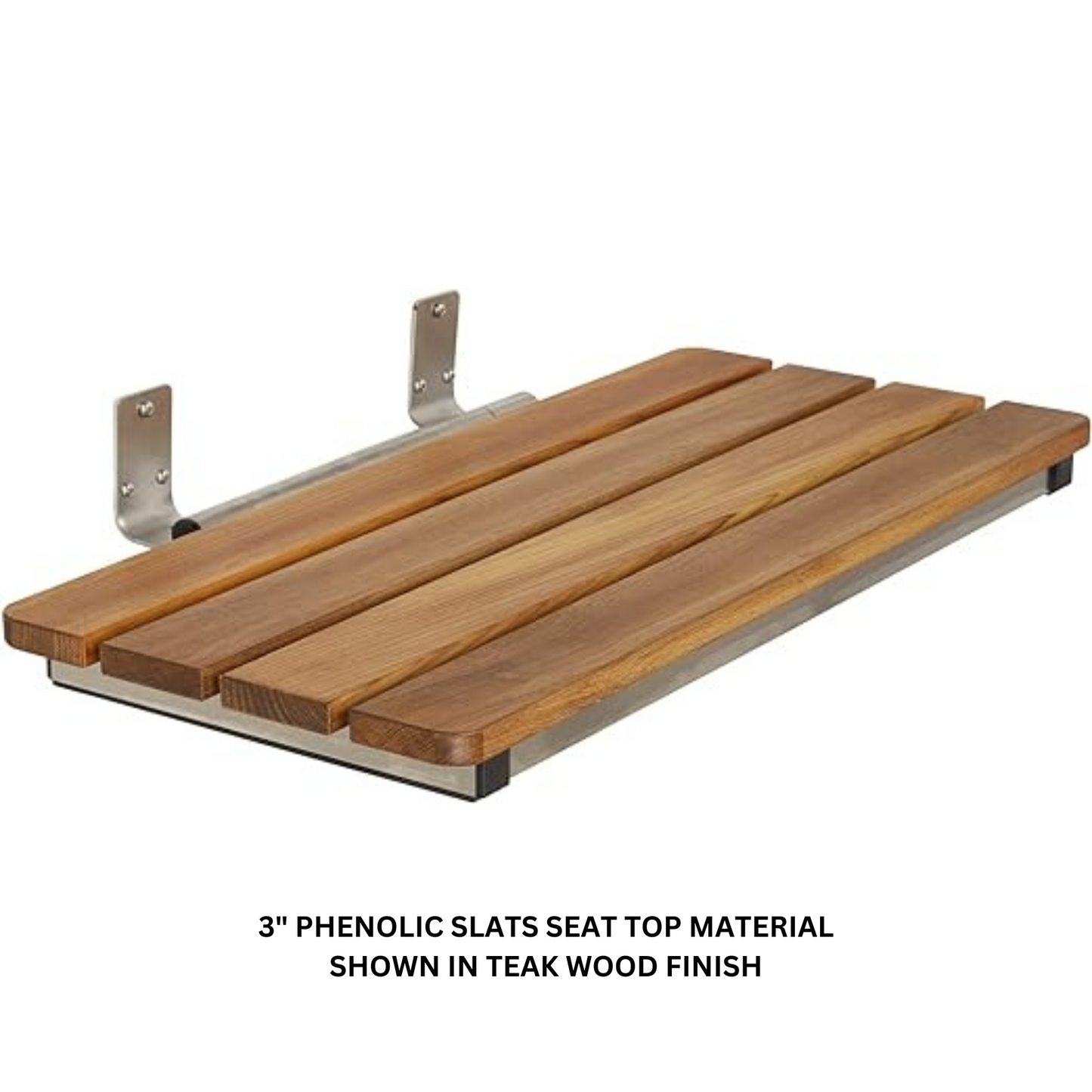 Seachrome Signature Series Catalina 29" W x 17" D Gray 3" Phenolic Slats Rear Mounted Folding Tub Seat With Frame