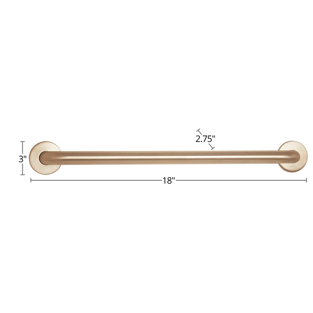 Seachrome Signature Series CuVerro 18" Antimicrobial Copper Alloy 1.5" Bar Diameter Concealed Flange Straight Grab Bar