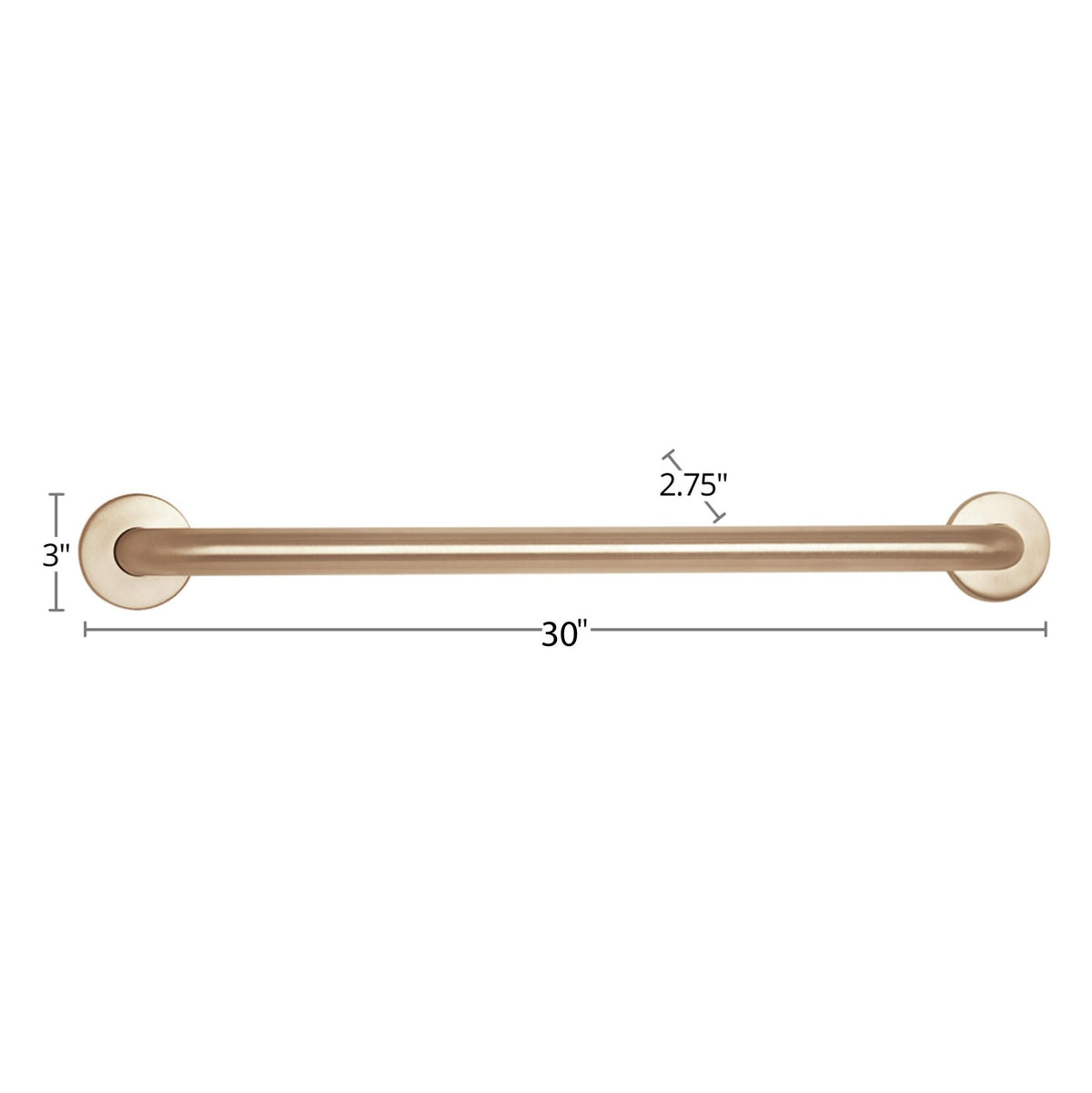 Seachrome Signature Series CuVerro 30" Antimicrobial Copper Alloy 1.5" Bar Diameter Concealed Flange Straight Grab Bar