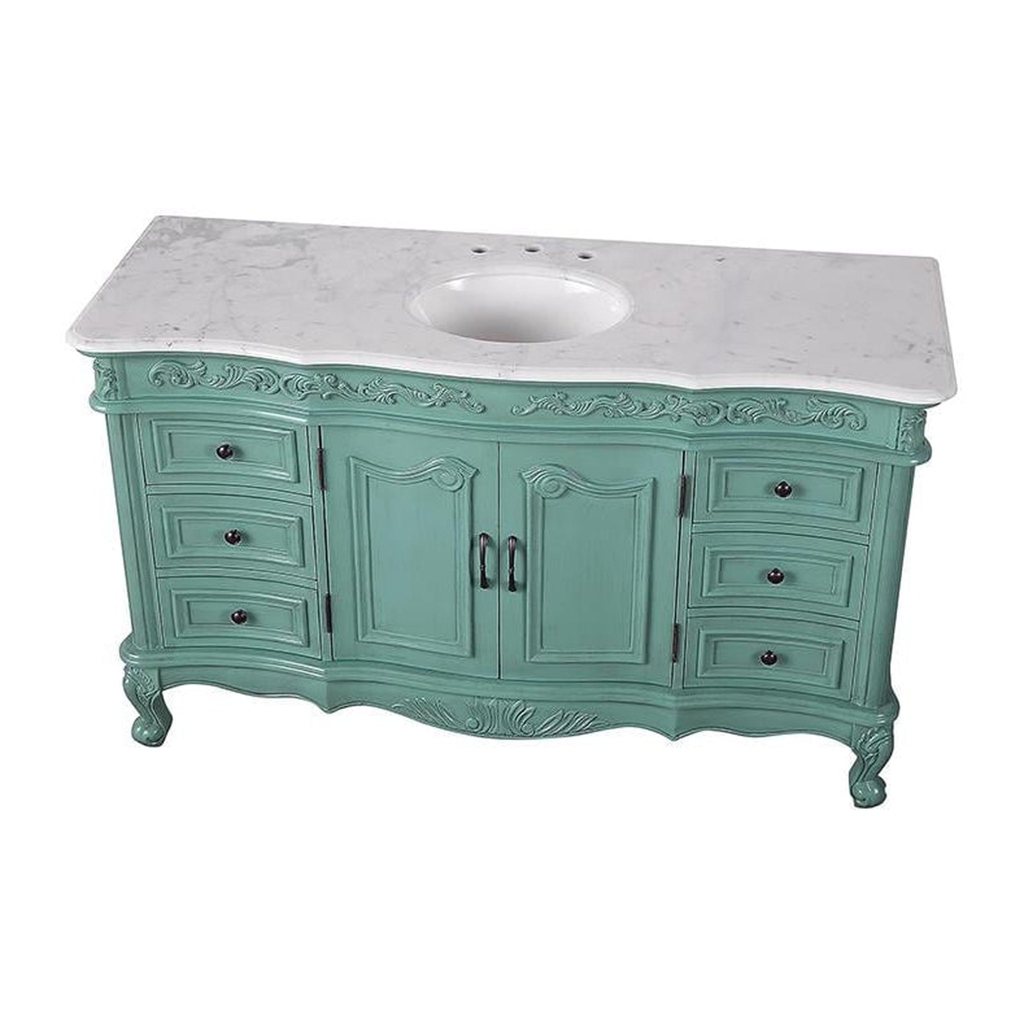 Silkroad Exclusive 60" Single Sink Vintage Green Bathroom Vanity With US Bath Store