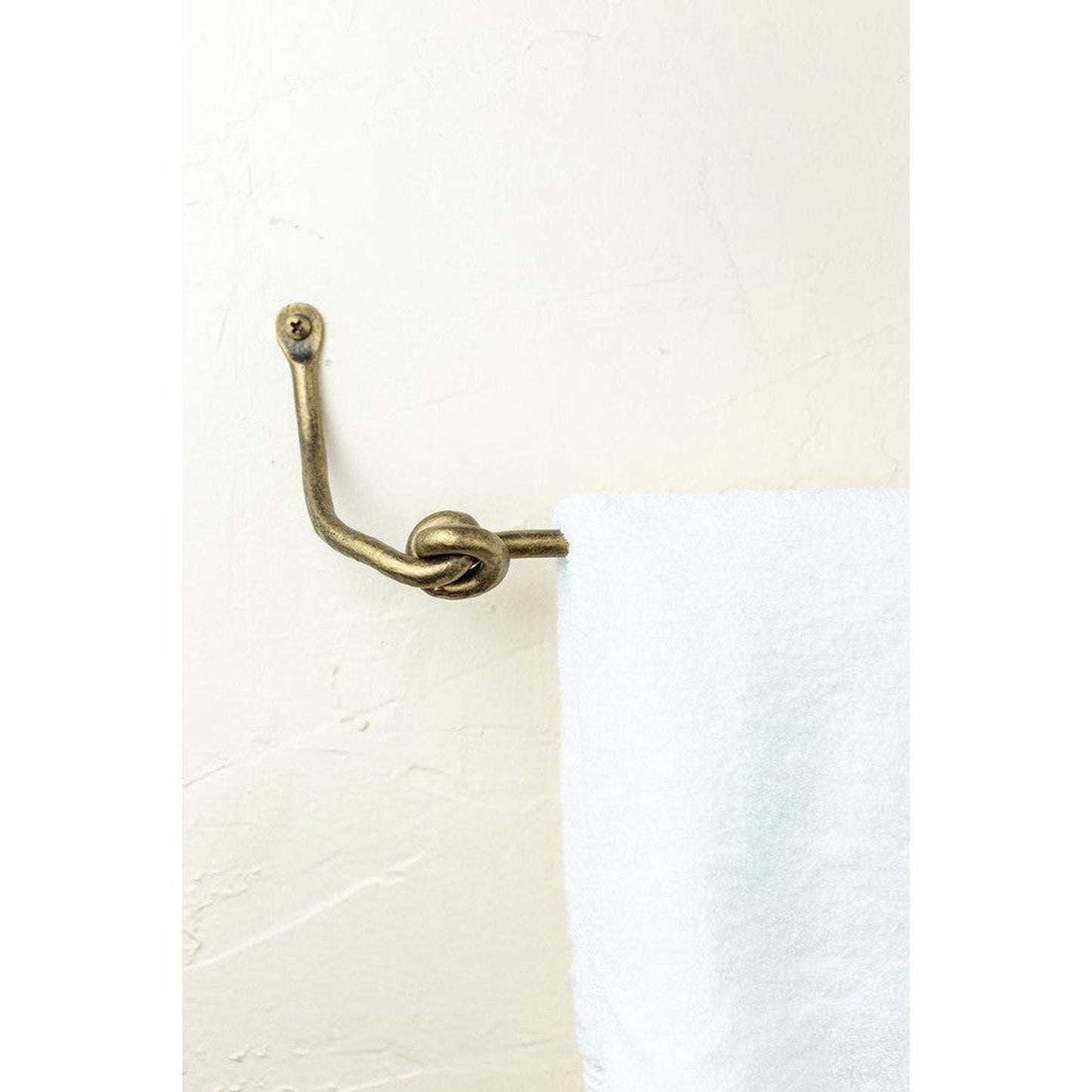 Stone County Ironworks Knot 16" Burnished Gold Iron Towel Bar With Pewter Iron Accent