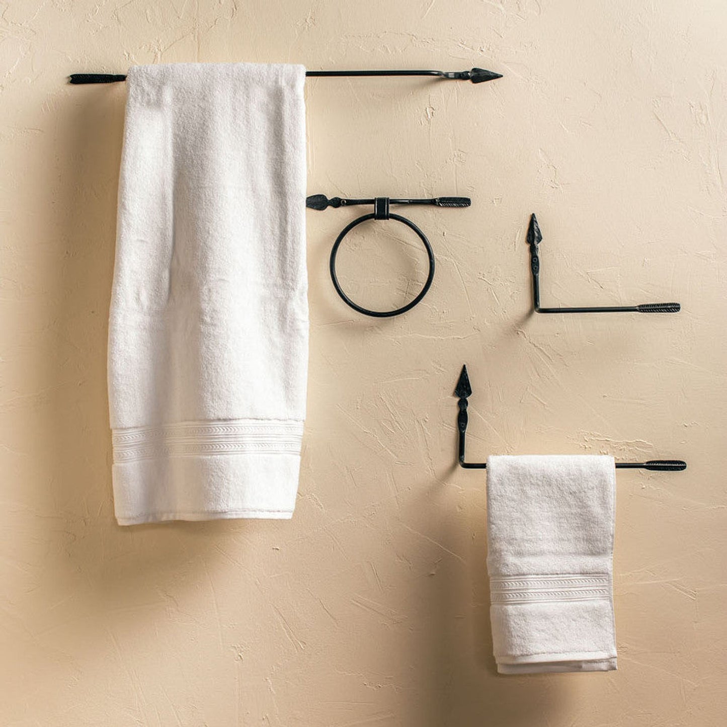 Stone County Ironworks Quapaw 32" Burnished Gold Iron Towel Bar With Gold Iron Accent