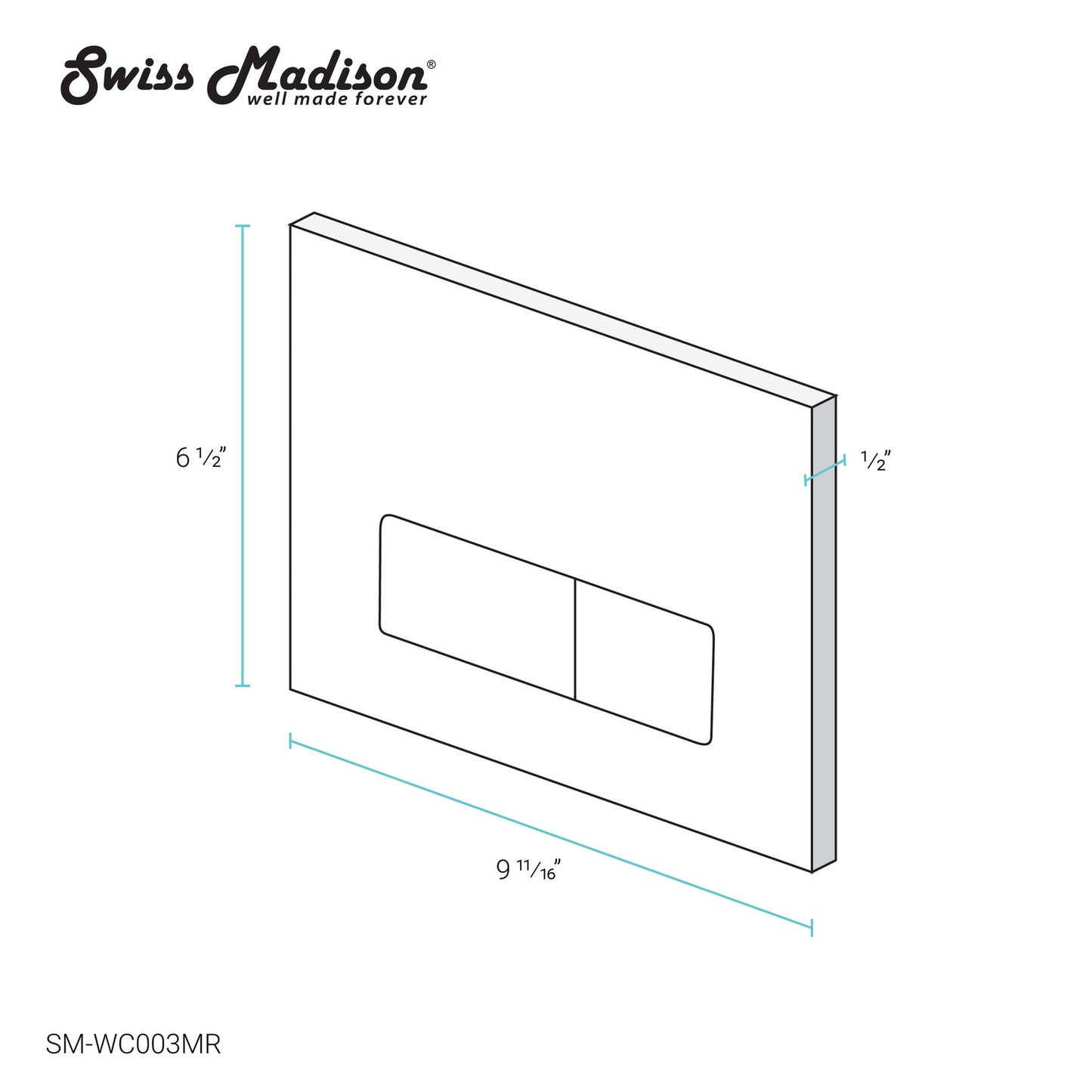Swiss Madison 10" Matte Red Wall-Mounted Actuator Flush Push Button Plate With Dual Flush System and Rectangle Buttons