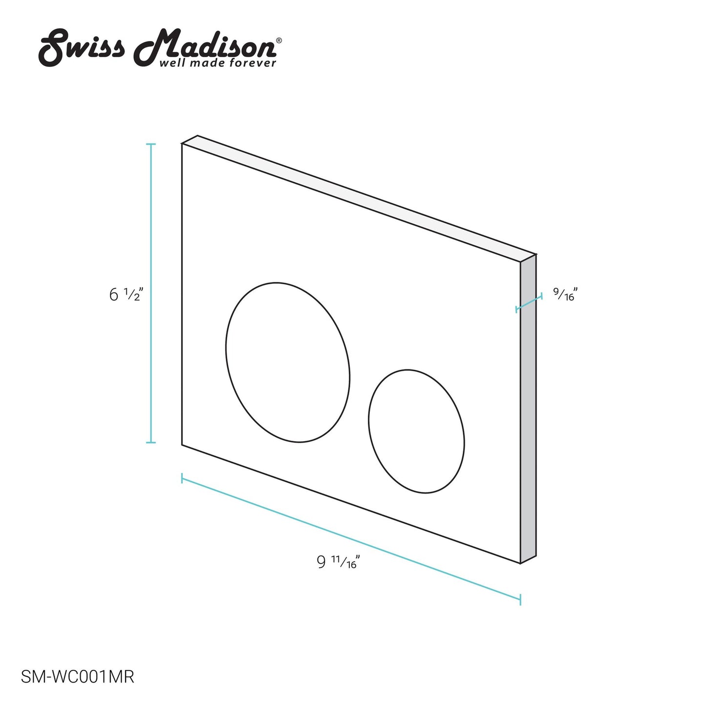 Swiss Madison 10" Matte Red Wall-Mounted Actuator Flush Push Button Plate With Dual Flush System and Round Buttons