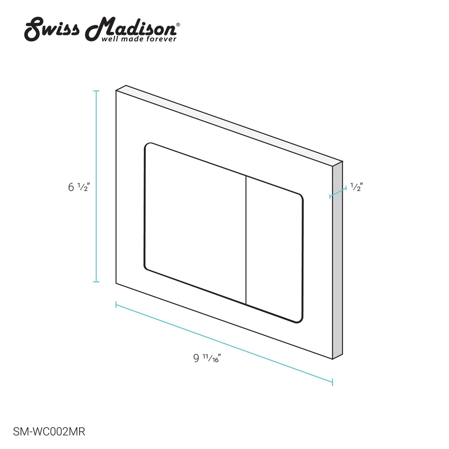 Swiss Madison 10" Matte Red Wall-Mounted Actuator Flush Push Button Plate With Dual Flush System and Square Buttons