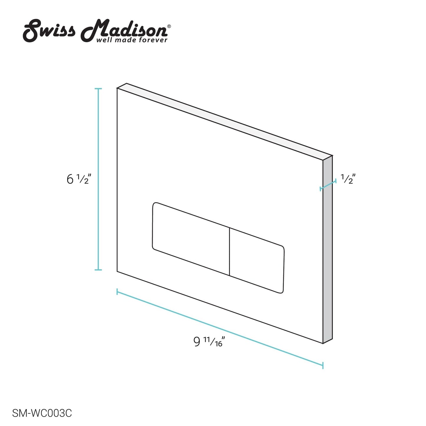 Swiss Madison 10" Matte Satin Gray Wall-Mounted Actuator Flush Push Button Plate With Dual Flush System and Rectangle Buttons