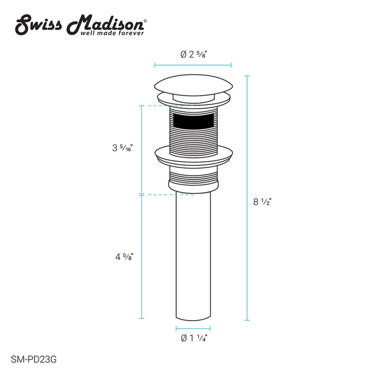 Swiss Madison 1.75" Residential Gold Pop-Up Drain