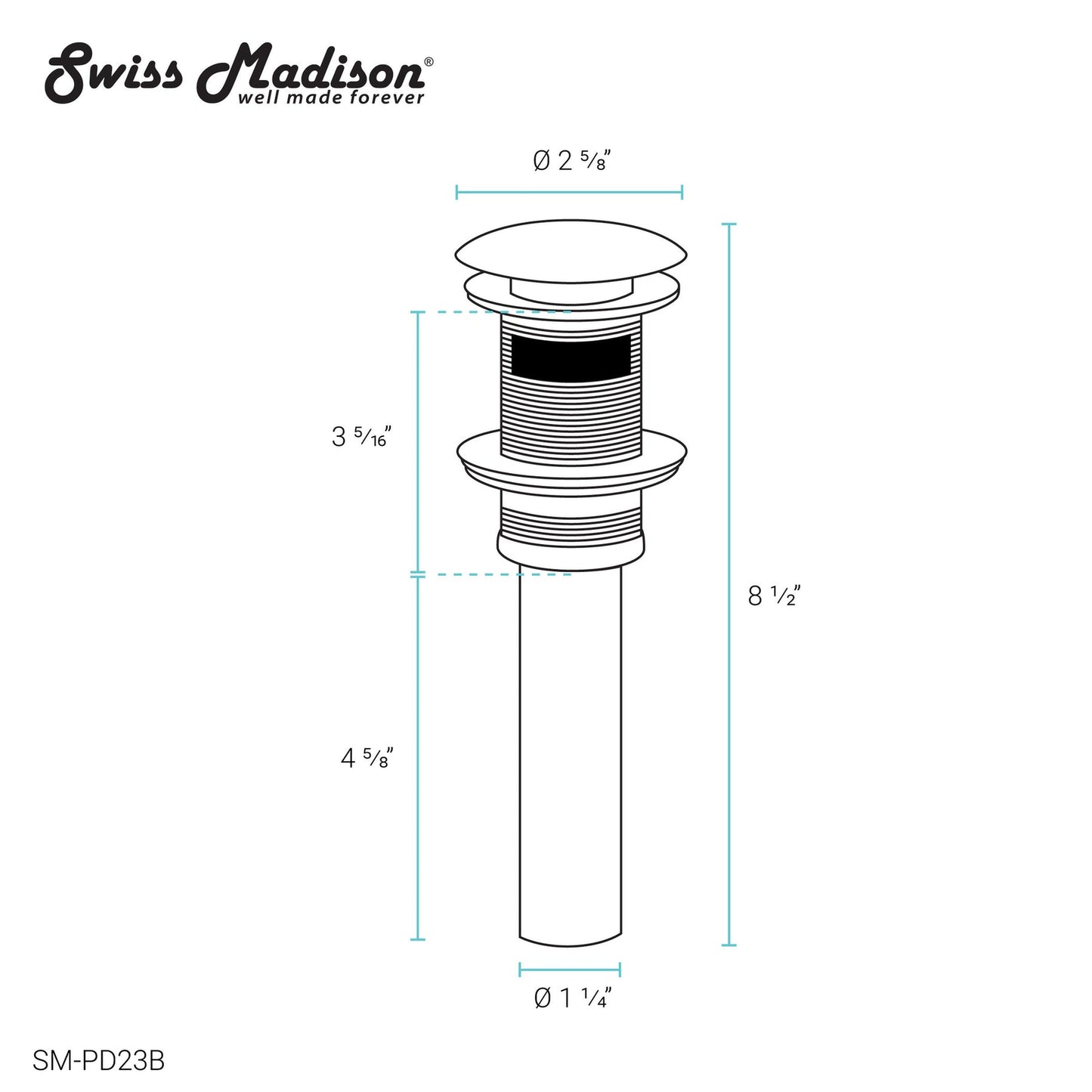 Swiss Madison 1.75" Residential Matte Black Pop-Up Drain