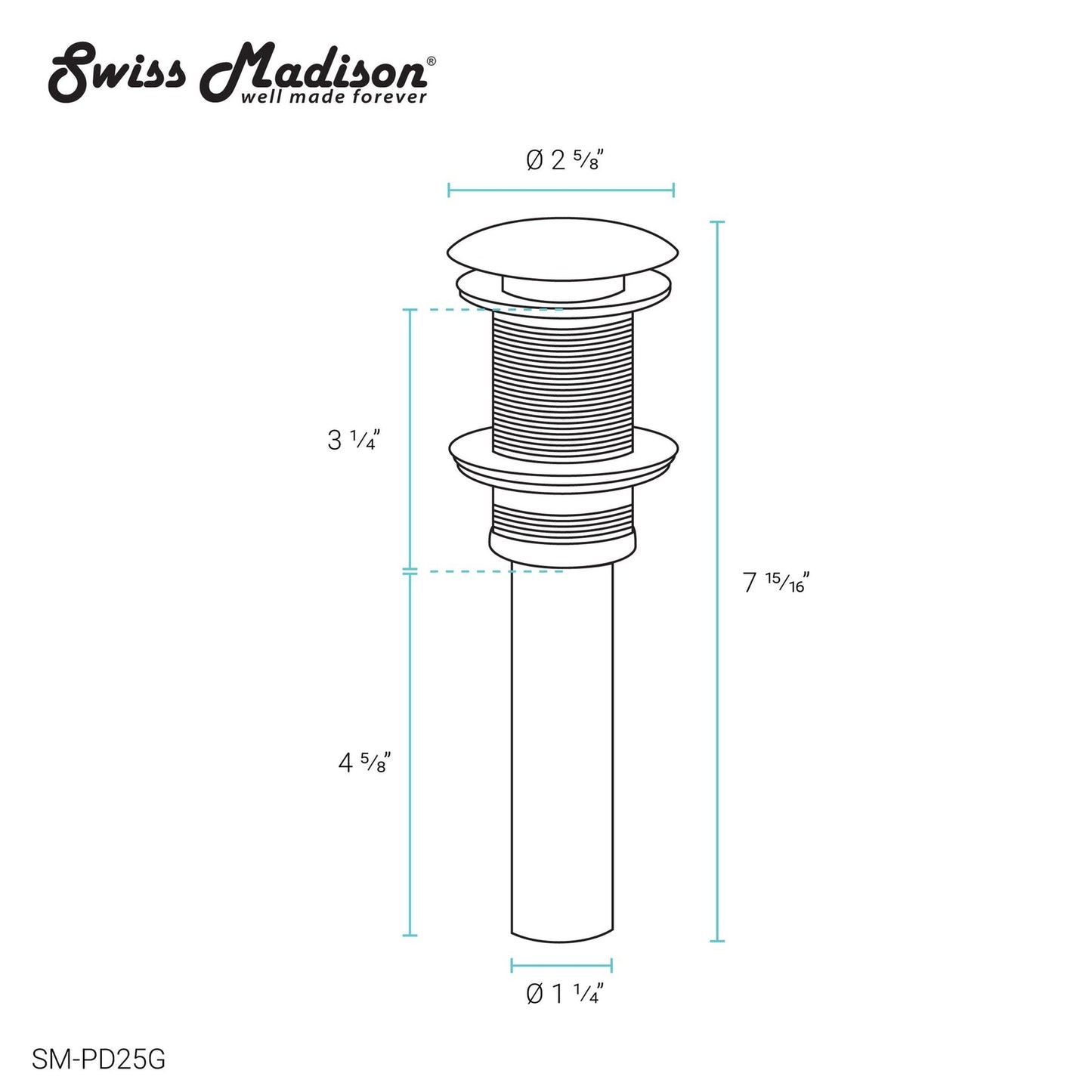 Swiss Madison 1.75" Residential Non-Overflow Gold Pop-Up Drain
