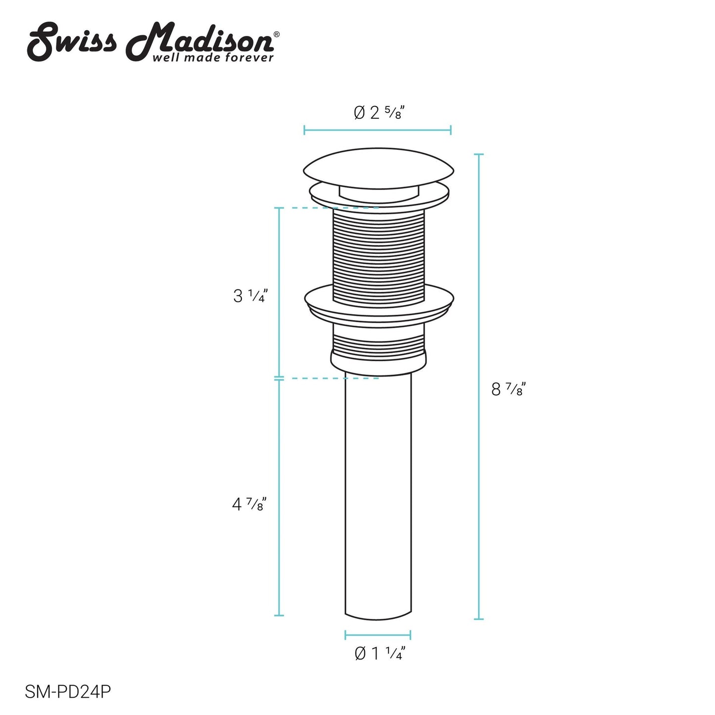 Swiss Madison 2.75" Residential Non-Overflow Matte Pink Pop-Up Drain