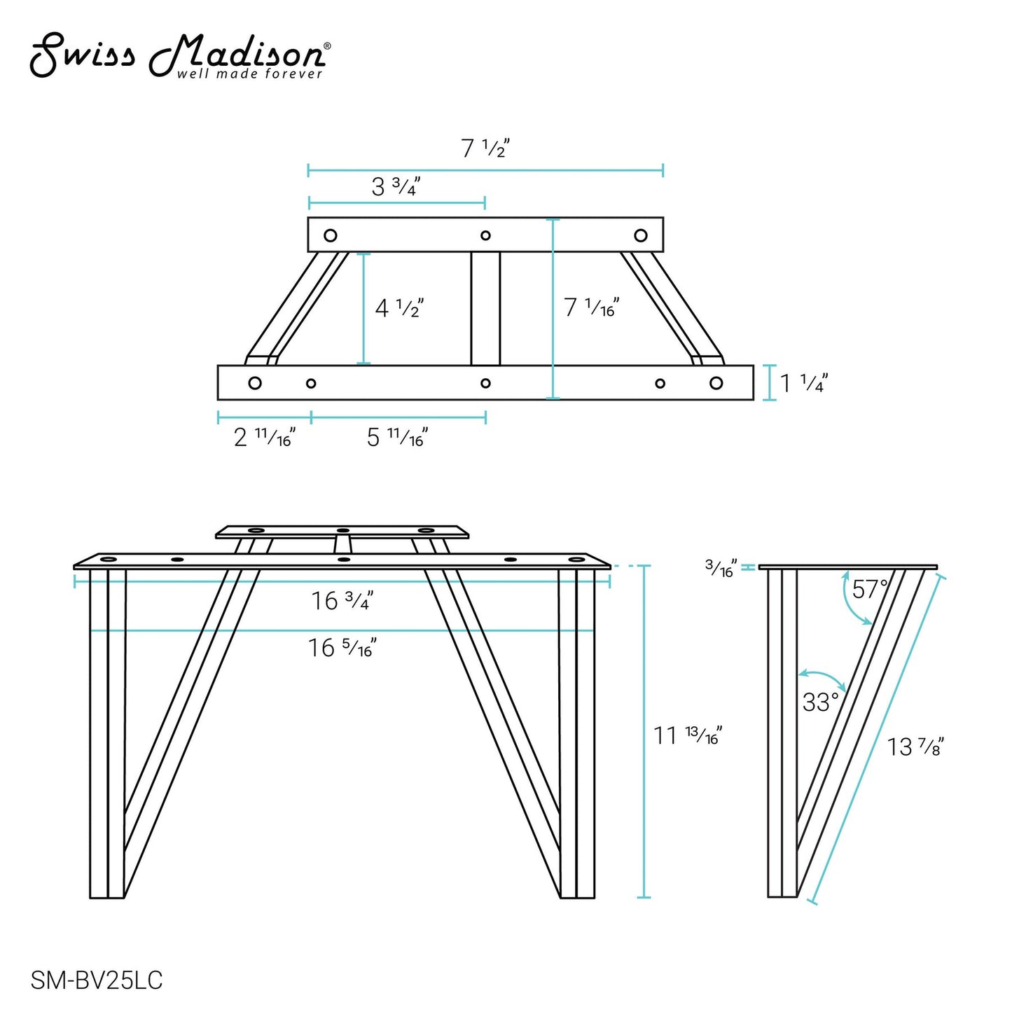 Swiss Madison Annecy 16" Chrome Vanity Legs
