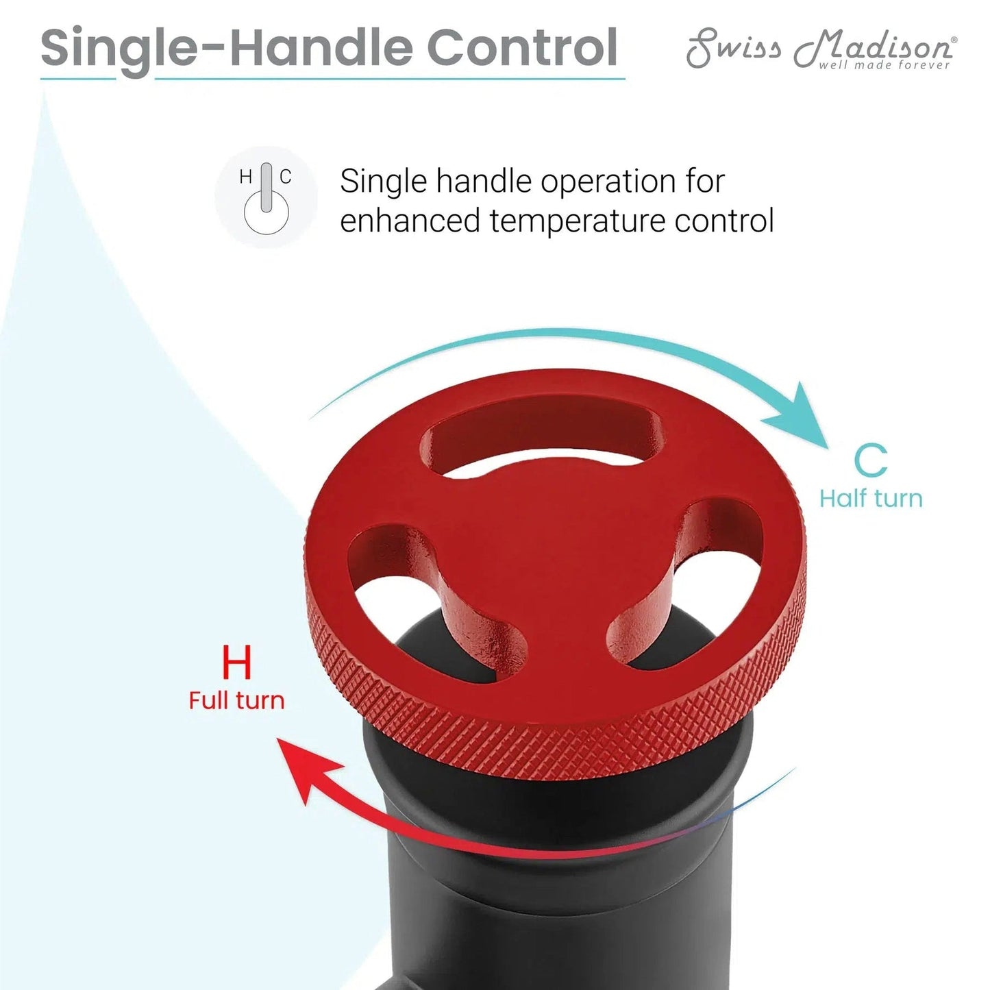 Swiss Madison Avallon 7" Single Red Handle Matte Black Bathroom Faucet With 1.2 GPM Flow Rate