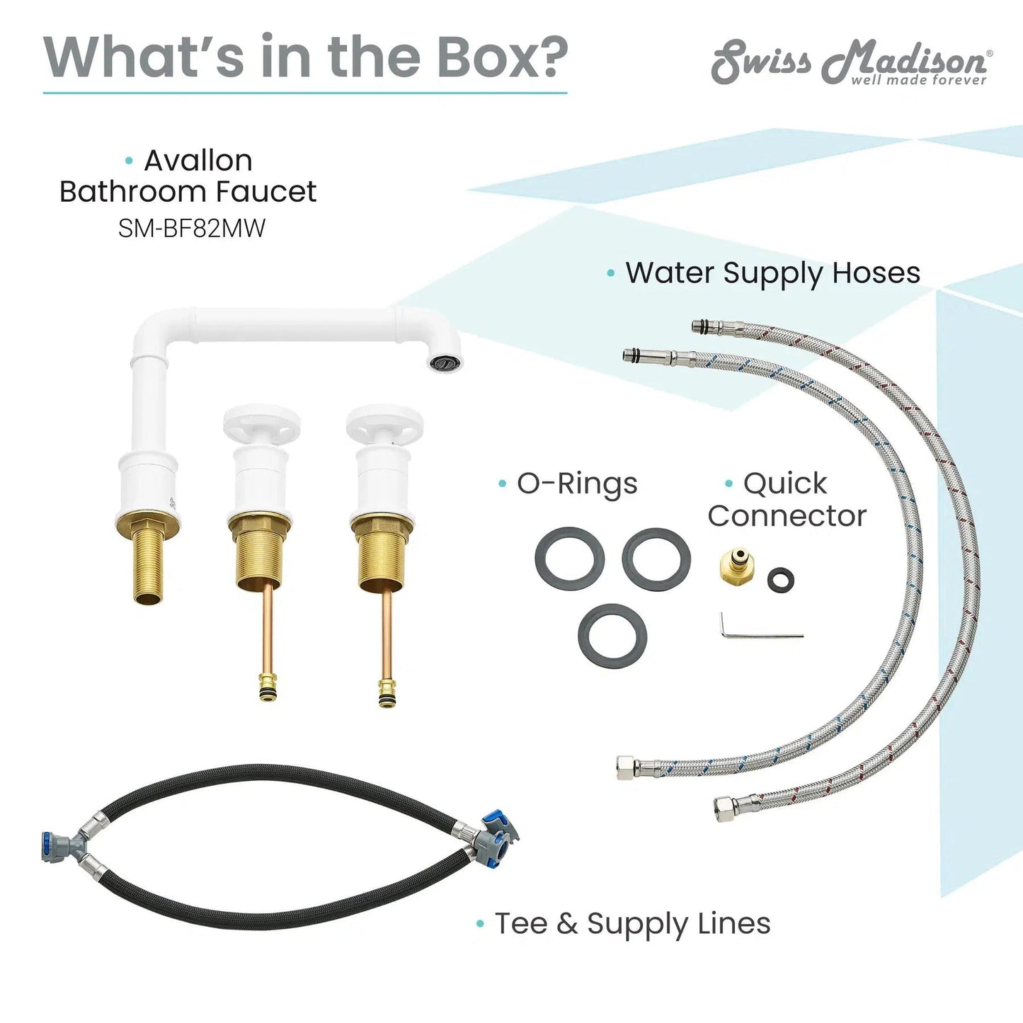 Swiss Madison Avallon 8" Matte White Double-Handle Bathroom Faucet With Wheel Handle and 1.2 GPM Flow Rate