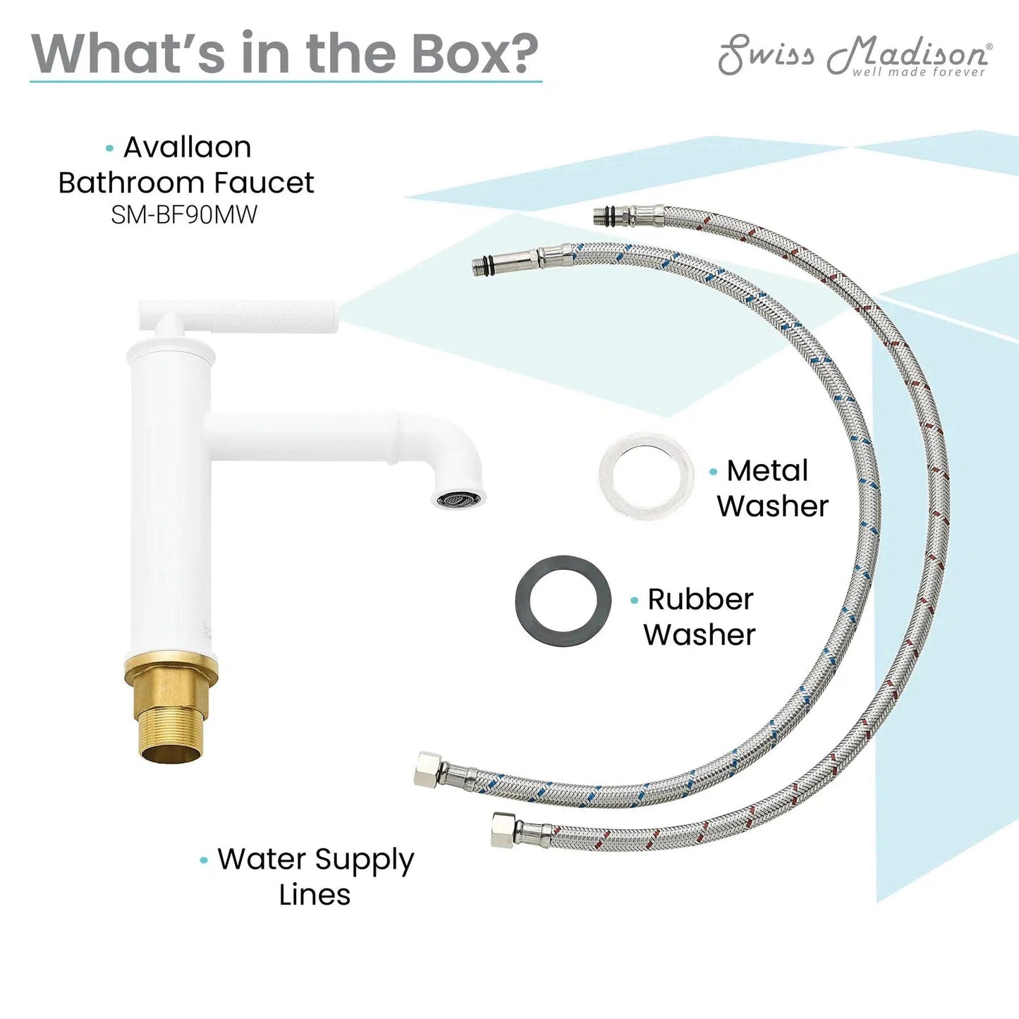 Swiss Madison Avallon 8" Single-Handle Matte White Bathroom Faucet With 1.2 GPM Flow Rate