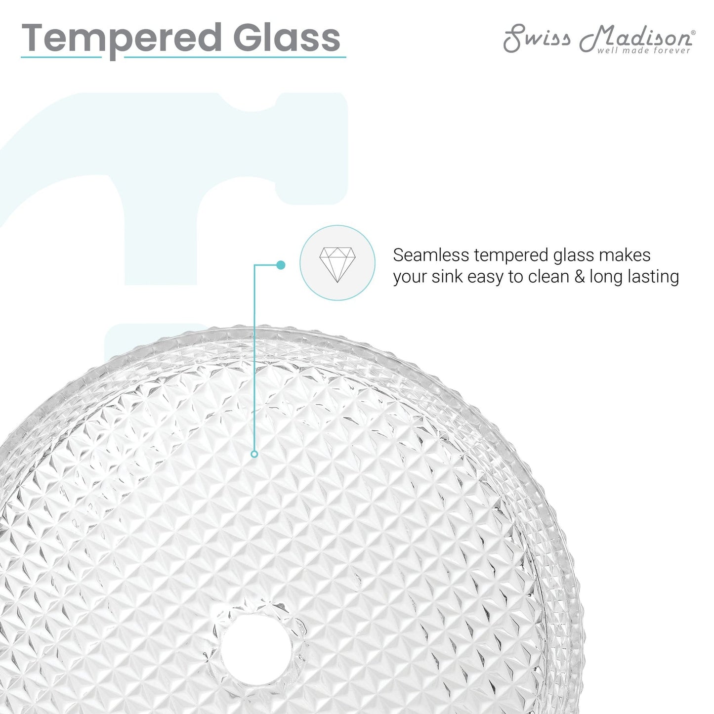 Swiss Madison Cache 15" x 15" Clear Round Tempered Glass Vessel Bathroom Sink