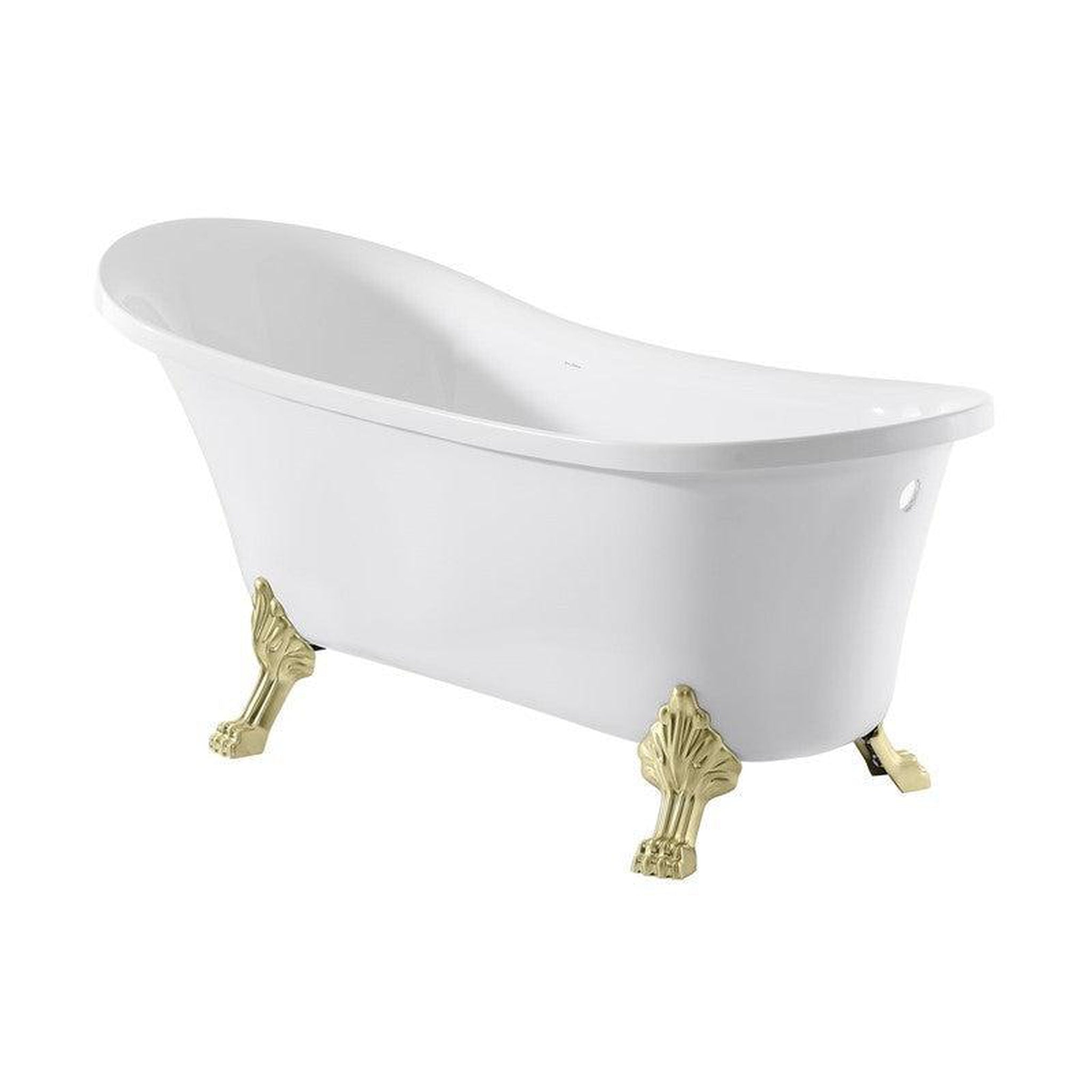 1/12 Miniature Ceramic White Bathtub With Gold Clawfoot 