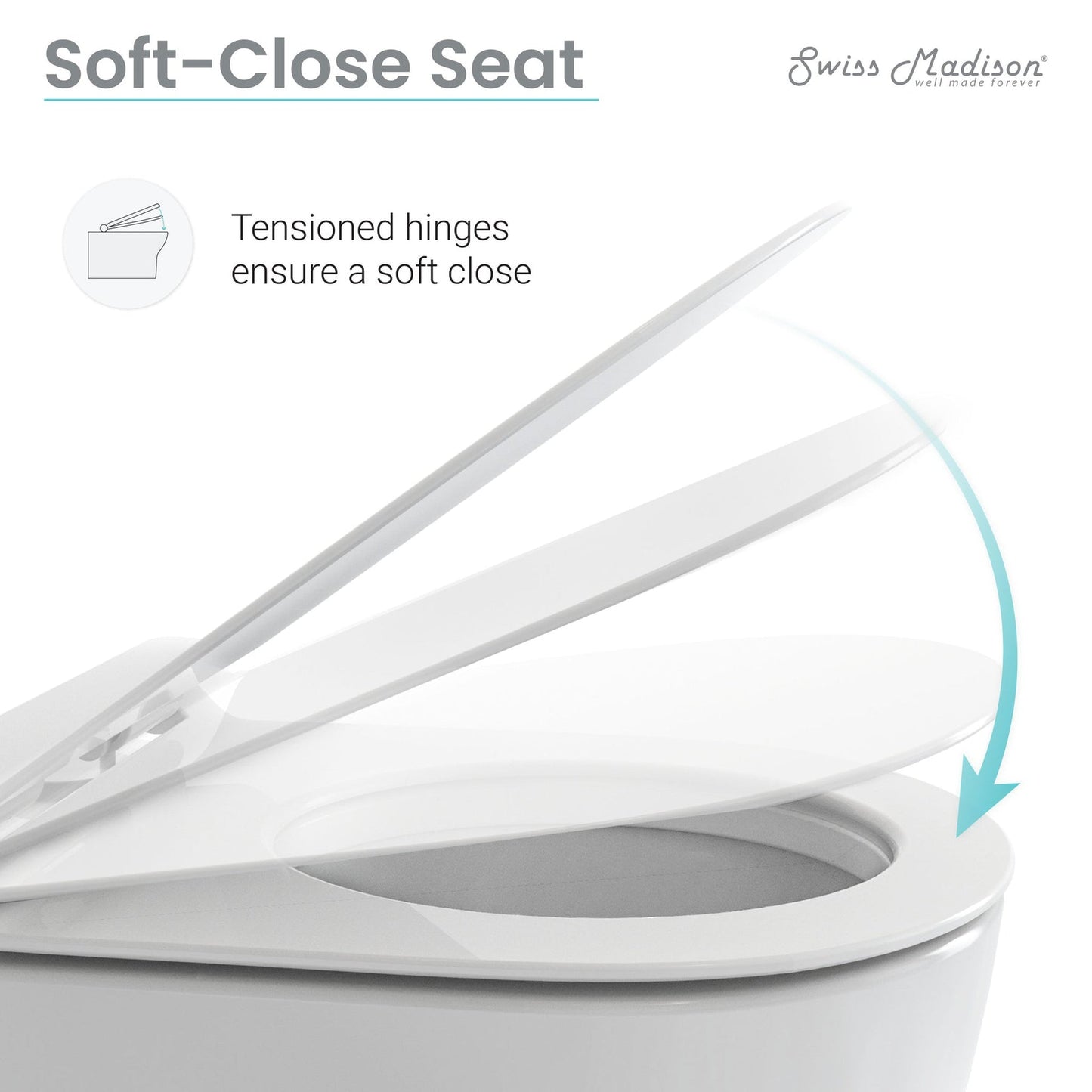 Swiss Madison Calice 14" x 13" Round White Wall-Hung Toilet Bowl