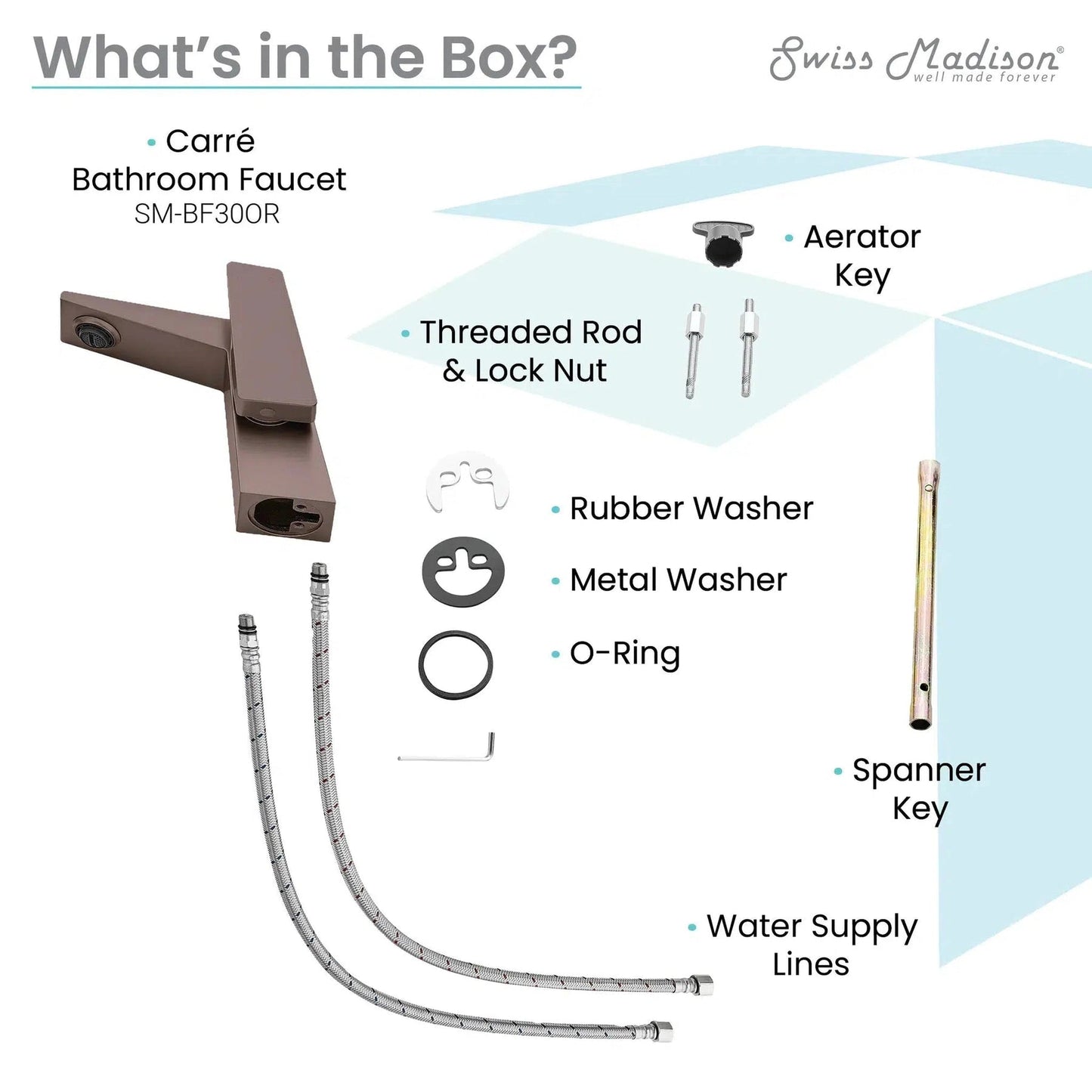 Swiss Madison Carré 6" Oil Rubbed Bronze Single Hole Bathroom Faucet With Flow Rate of 1.2 GPM