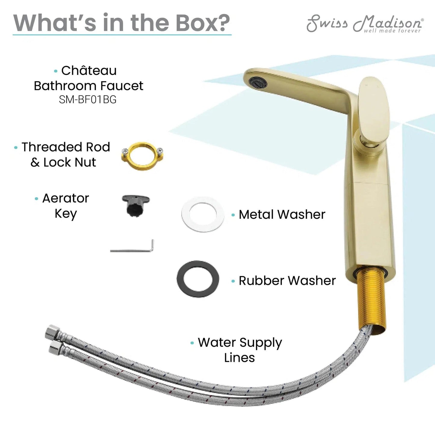 Swiss Madison Château 12" Brushed Gold Single Hole Bathroom Faucet With Flow Rate of 1.2 GPM