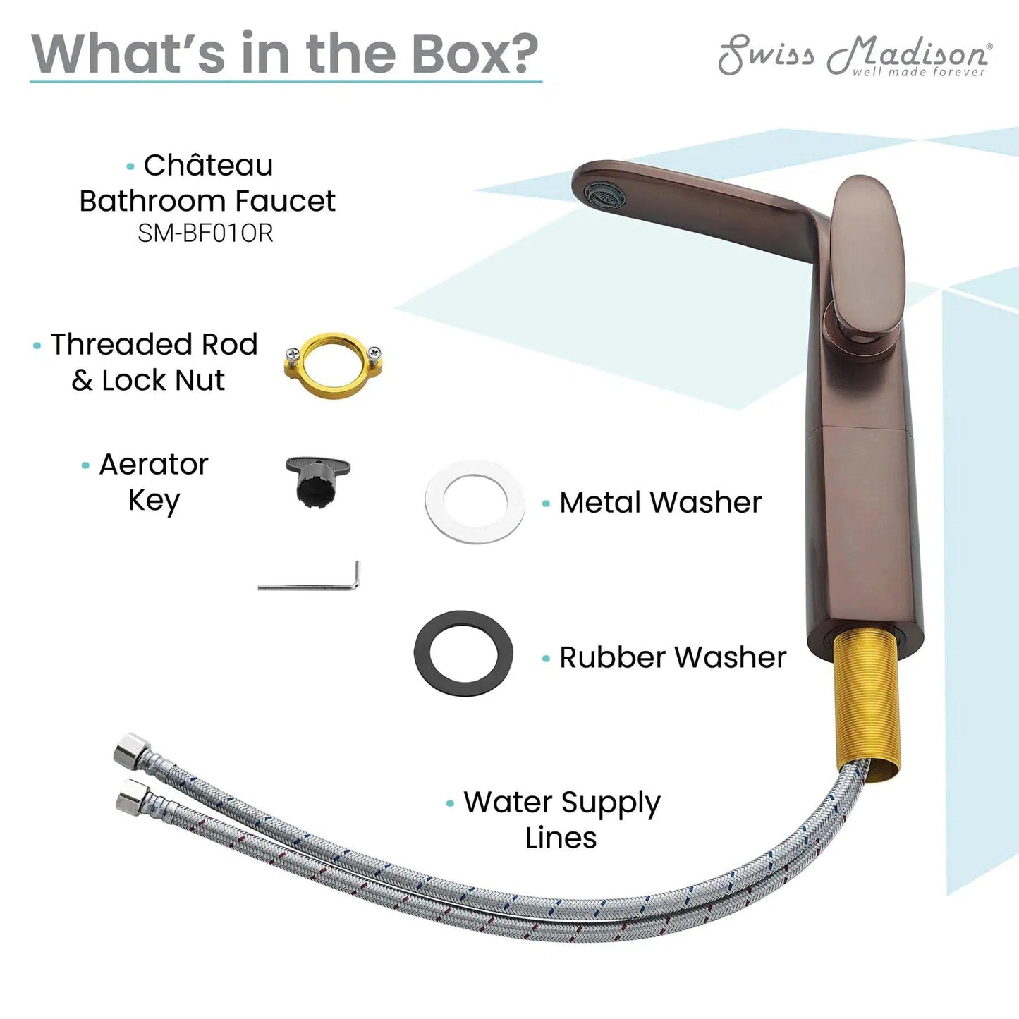 Swiss Madison Château 12" Oil Rubbed Bronze Single Hole Bathroom Faucet With Flow Rate of 1.2 GPM
