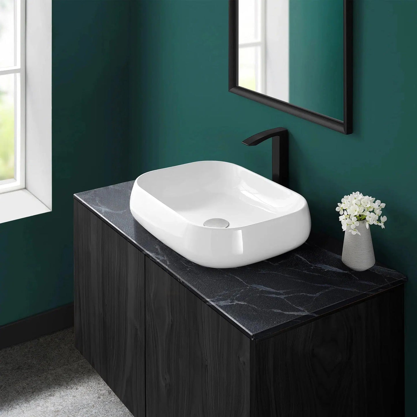 Swiss Madison Château 22" x 16" White Square Ceramic Vessel Bathroom Sink