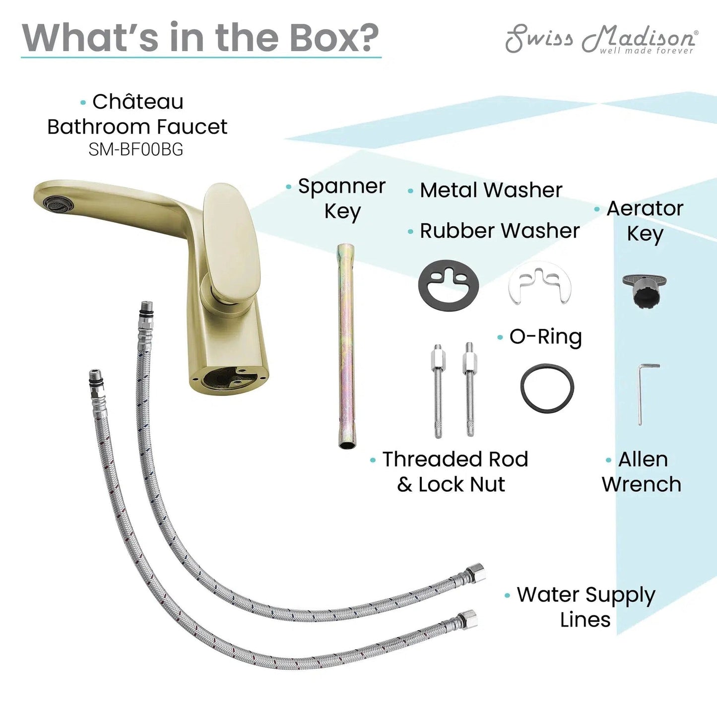 Swiss Madison Château 7” Brushed Gold Single Hole Bathroom Faucet With Flow Rate of 1.2 GPM