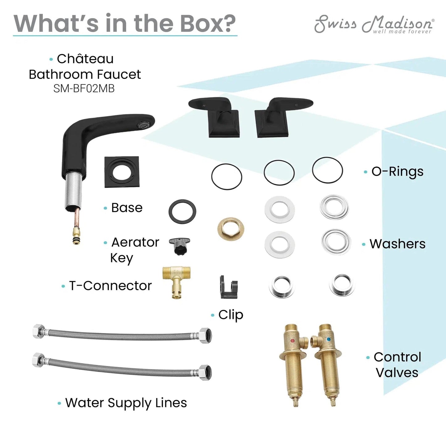 Swiss Madison Château 8" Matte Black Widespread Bathroom Faucet With Flow Rate of 1.2 GPM