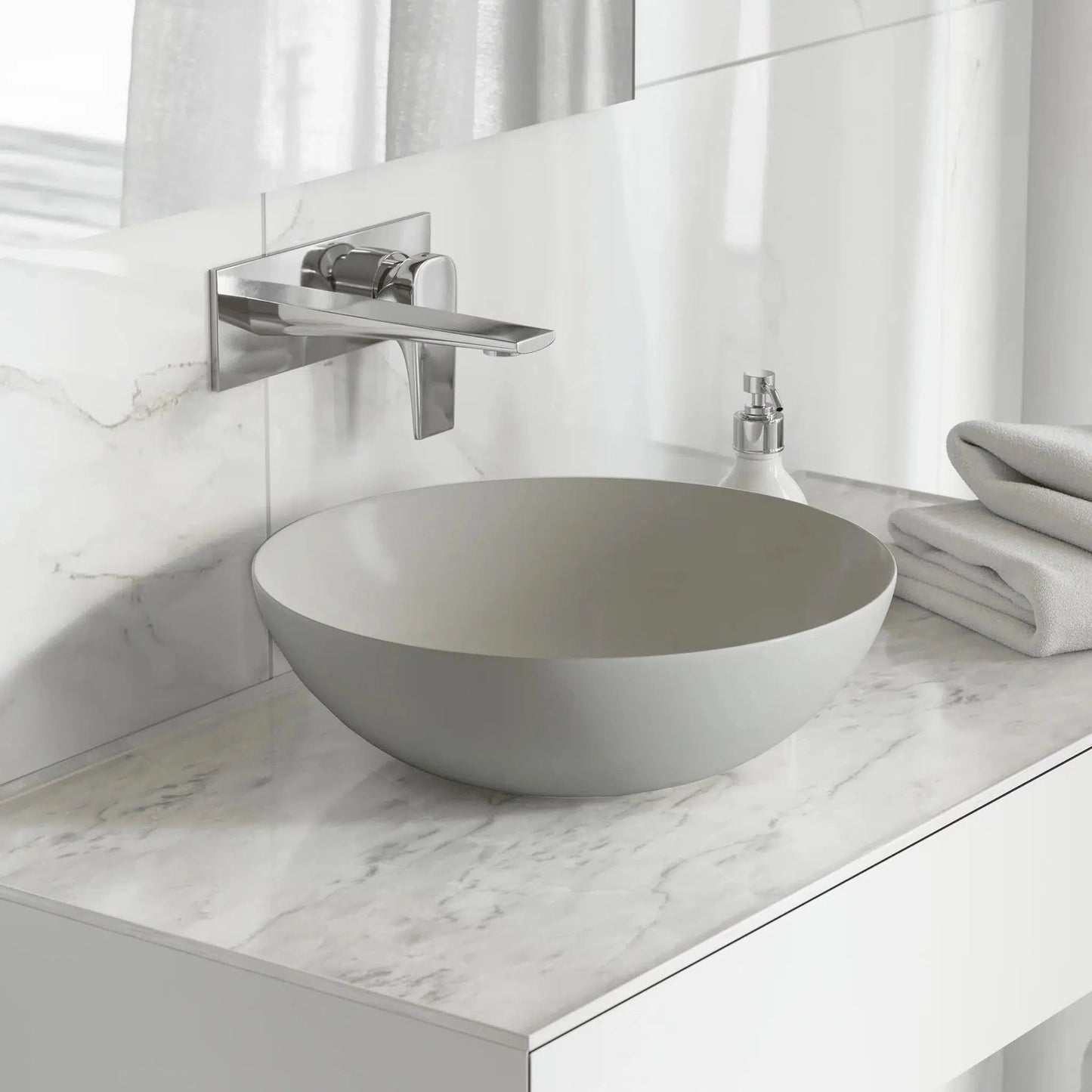 Swiss Madison Classé 16" x 16" Matte Gray Round Ceramic Vessel Bathroom Sink