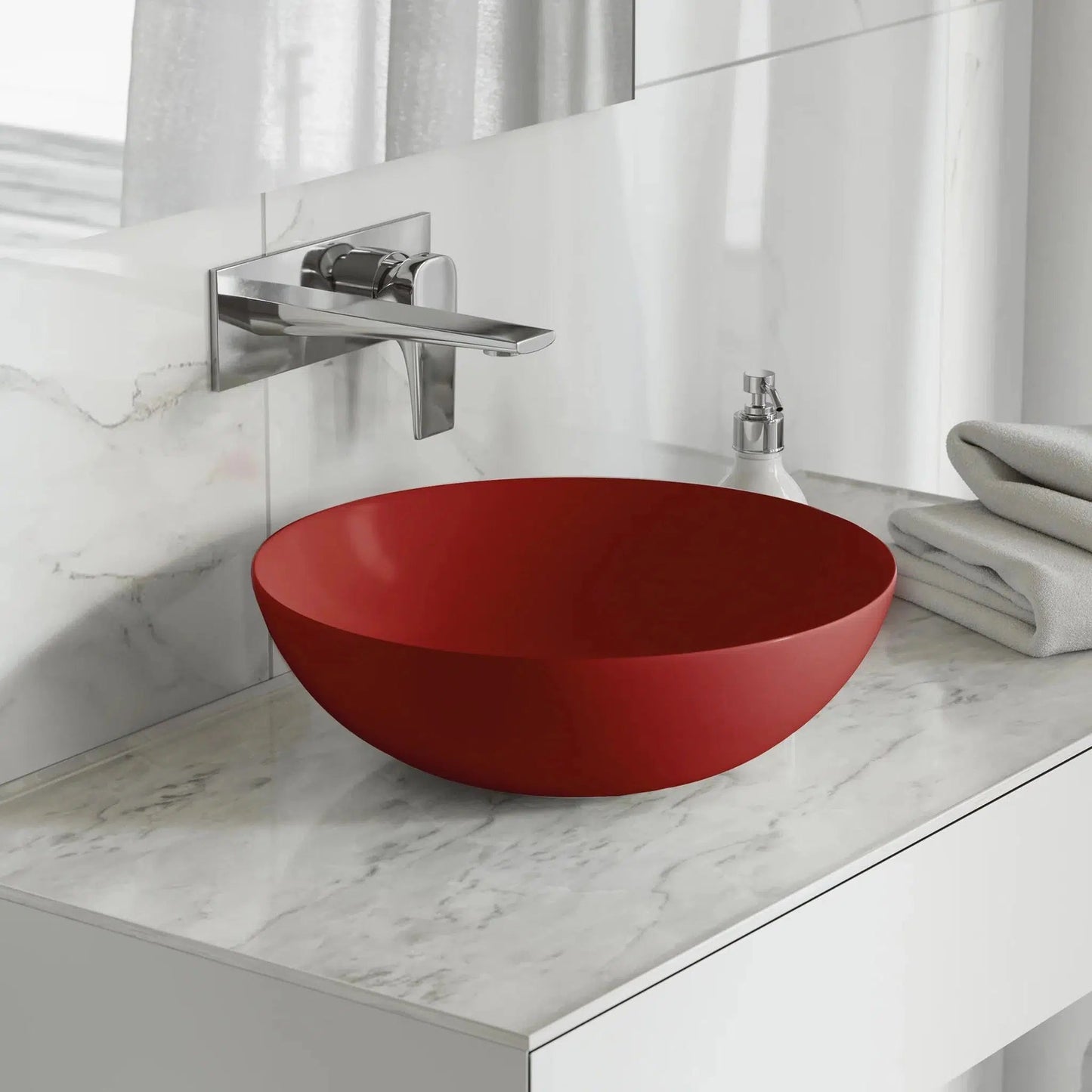 Swiss Madison Classé 16" x 16" Matte Red Round Ceramic Vessel Bathroom Sink