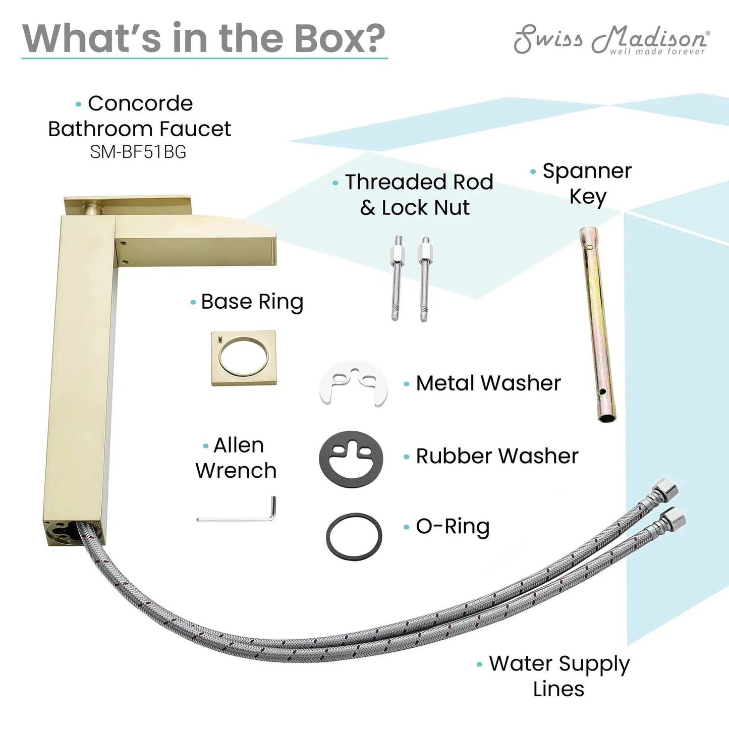 Swiss Madison Concorde 13" Brushed Gold Single-Handle Waterfall Bathroom Faucet With 1.2 GPM Flow Rate