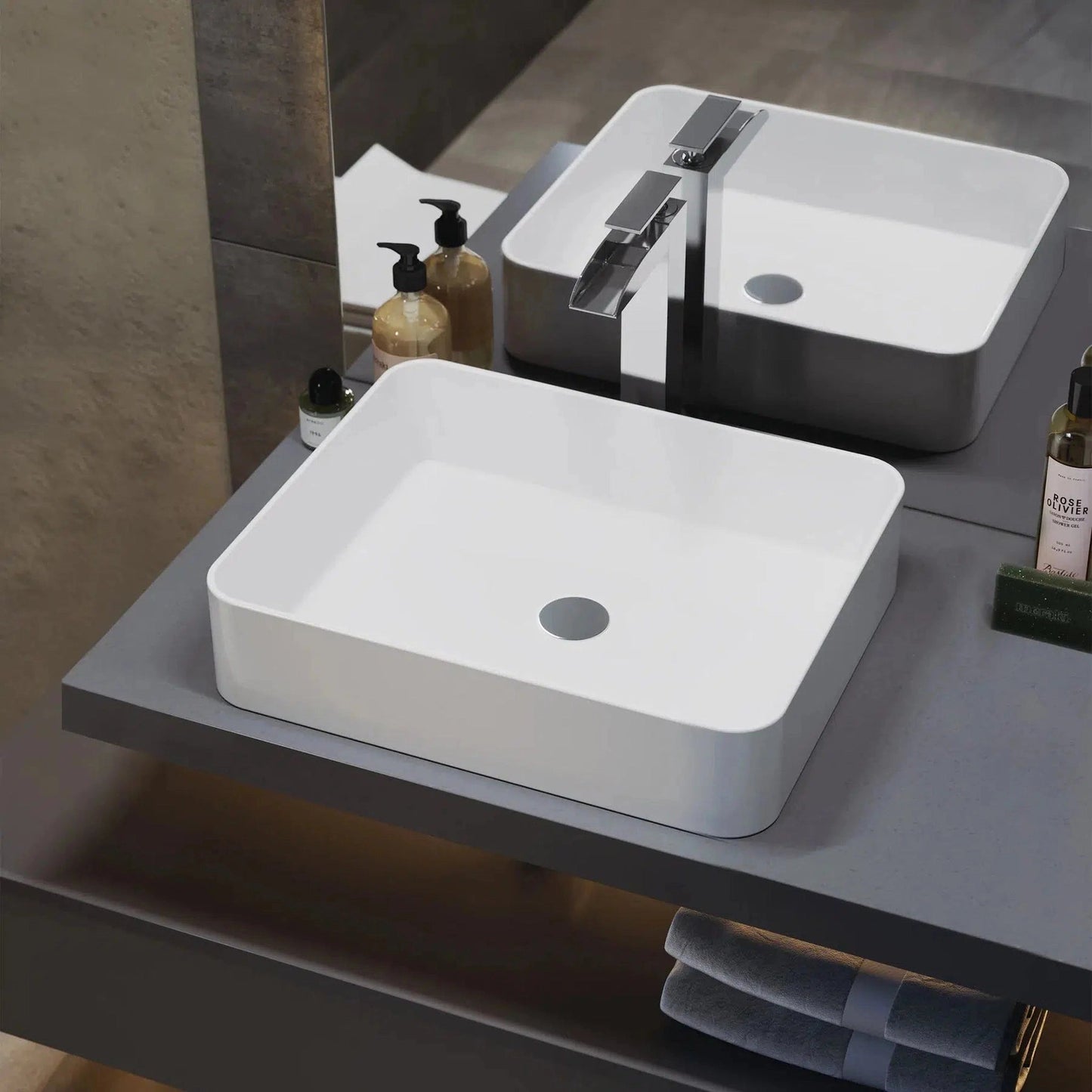 Swiss Madison Concorde 15" x 15" White Square Ceramic Vessel Bathroom Sink