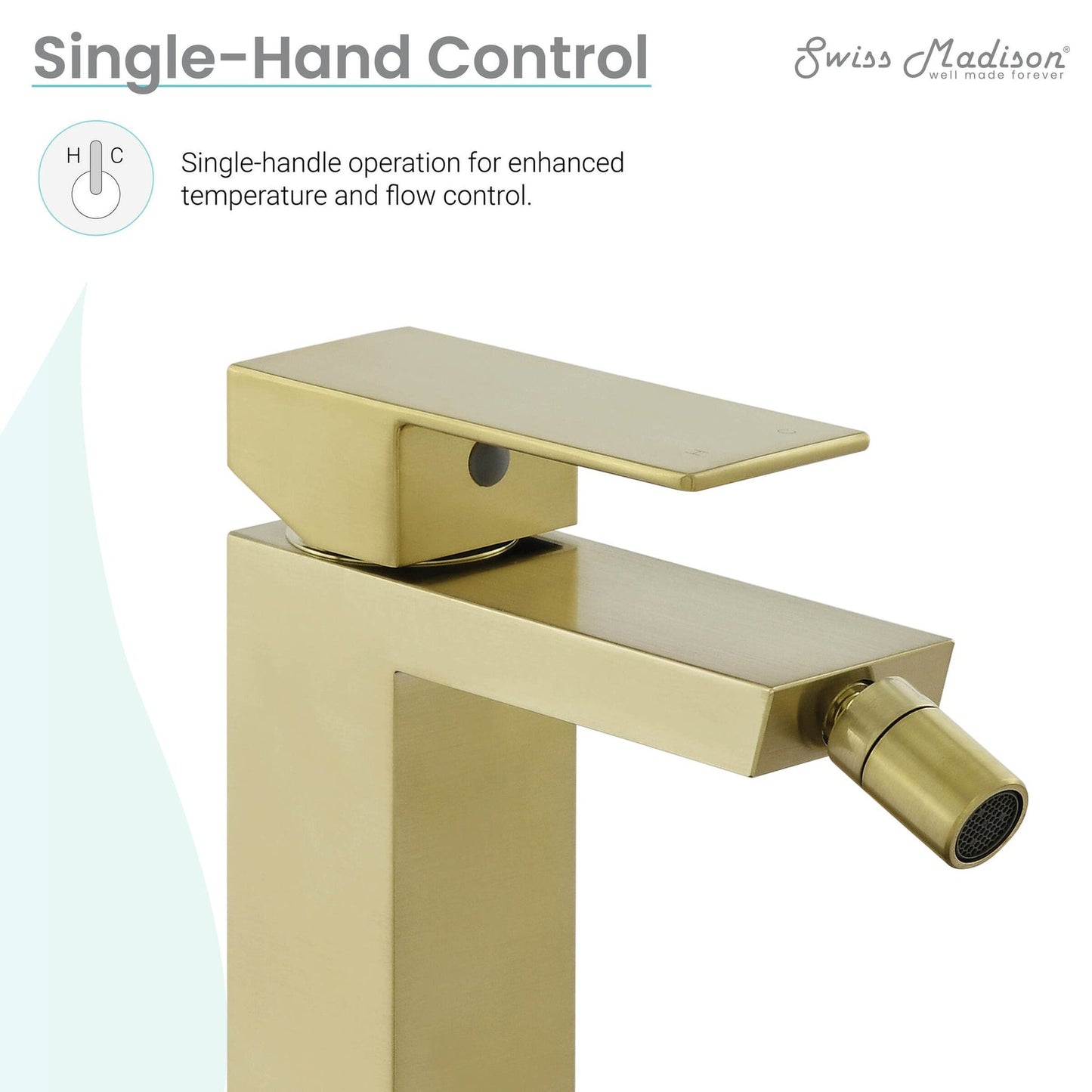 Swiss Madison Concorde 6" Brushed Gold Single Hole Fixture Mounted Bidet Faucet With Flow Rate of 1.28 GPM