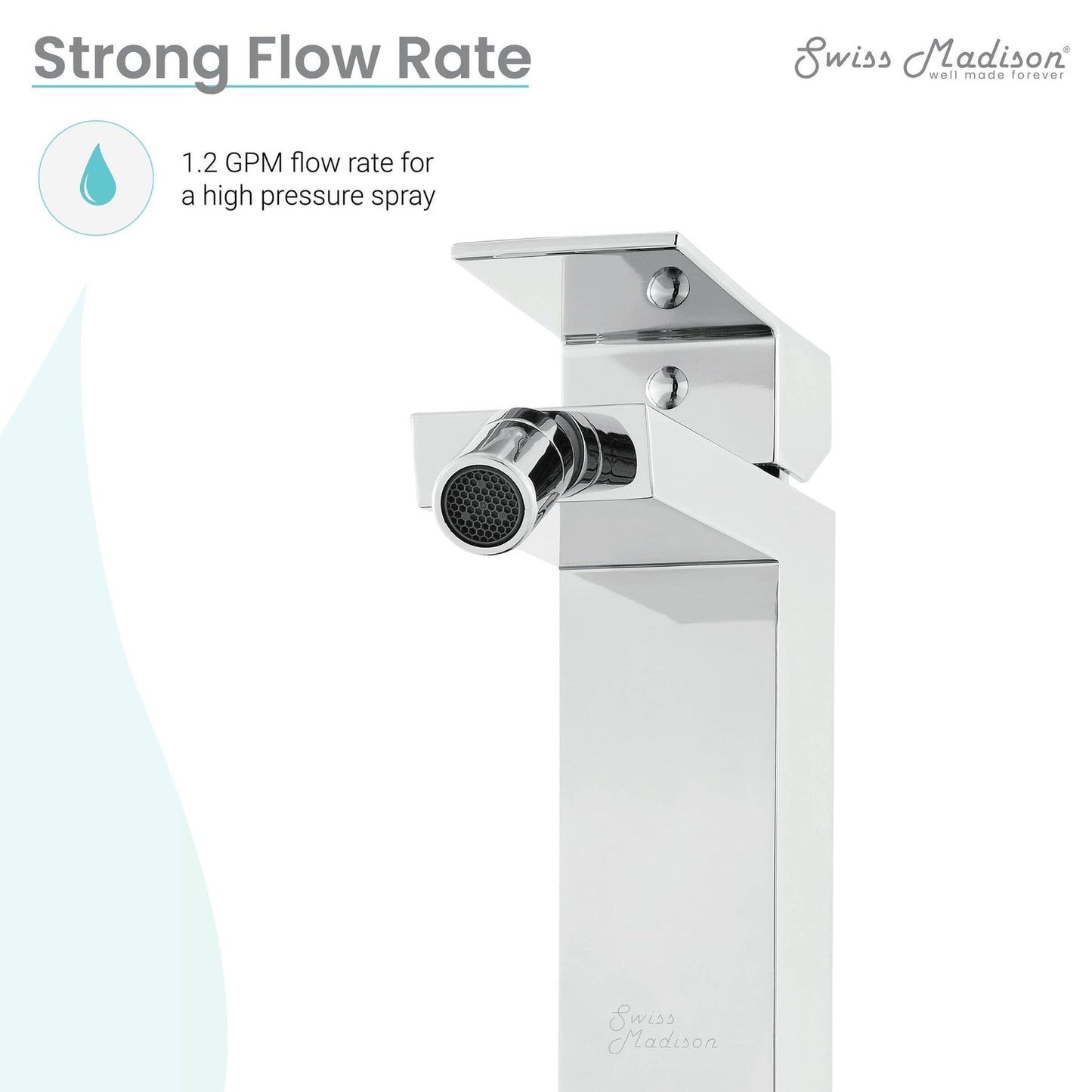 Swiss Madison Concorde 6" Chrome Single Hole Fixture Mounted Bidet Faucet With Flow Rate of 1.28 GPM