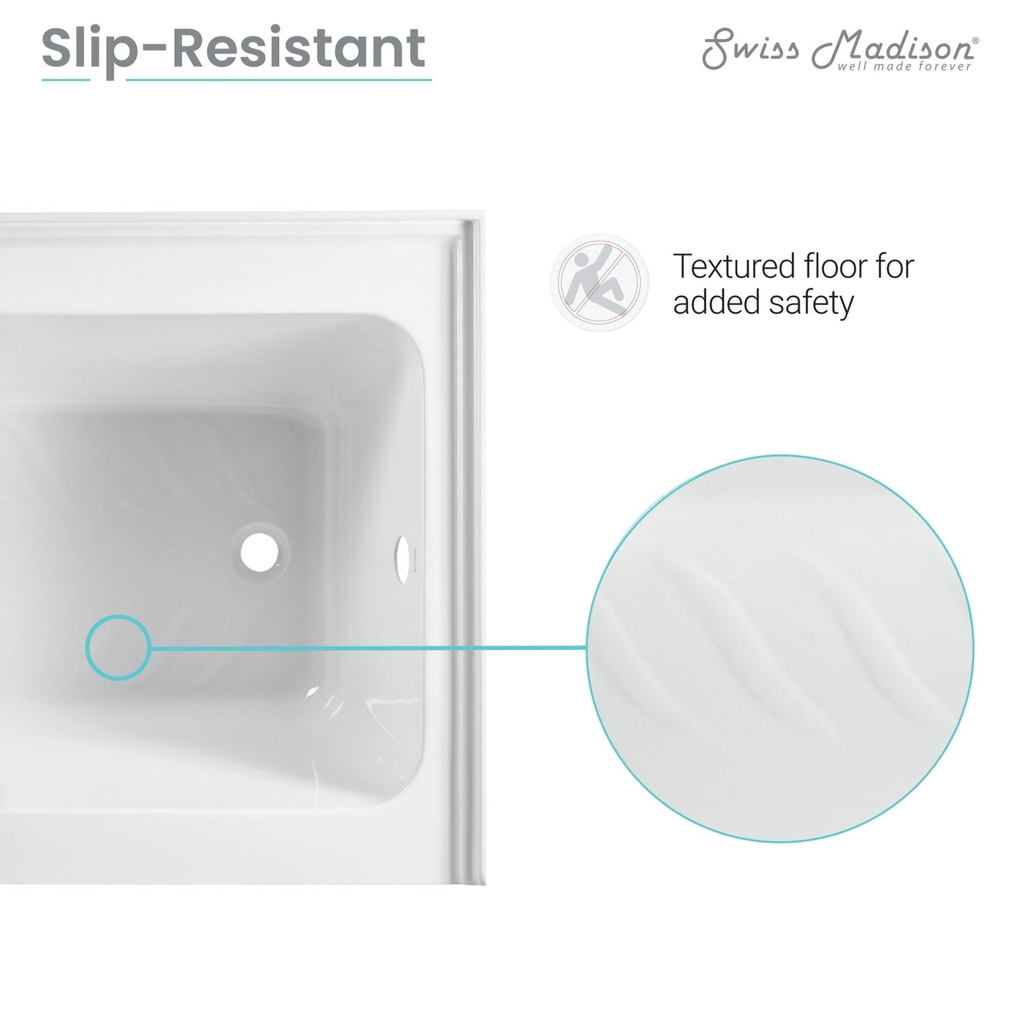 Swiss Madison Concorde 60" x 32" Glossy White Left-Hand Drain Alcove Bathtub With Integrated Armrest and Built-In Flange & Apron Front